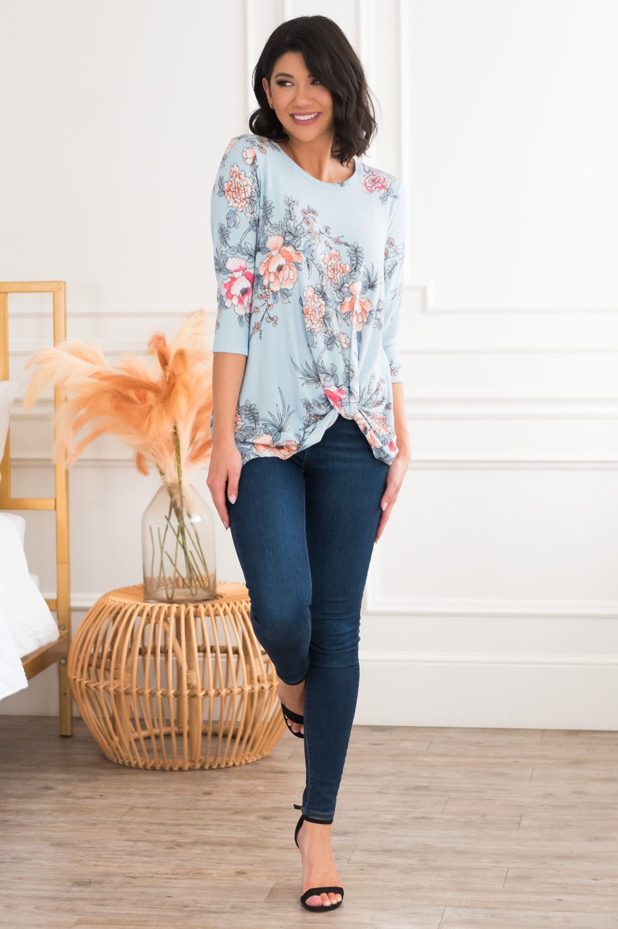 Simply Amazing Modest Floral Top NeeSee's Dresses 