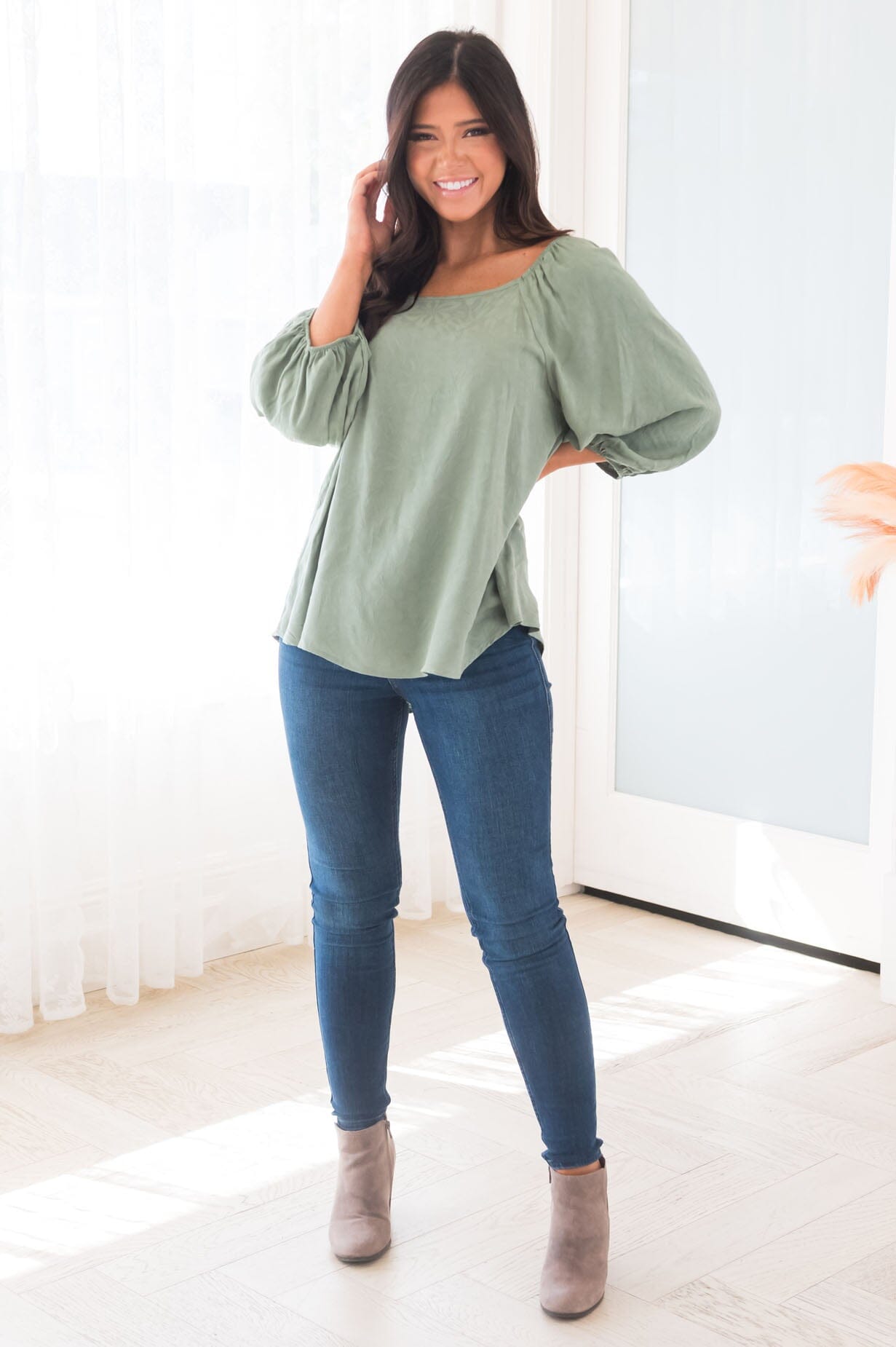 It's All About Timing Modest Blouse Tops vendor-unknown 