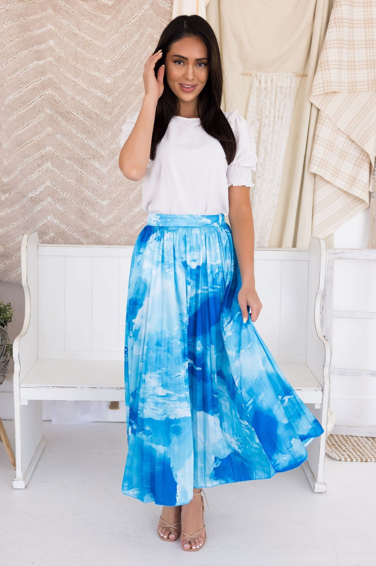 Ocean Waves Pleat Skirt Skirts vendor-unknown 
