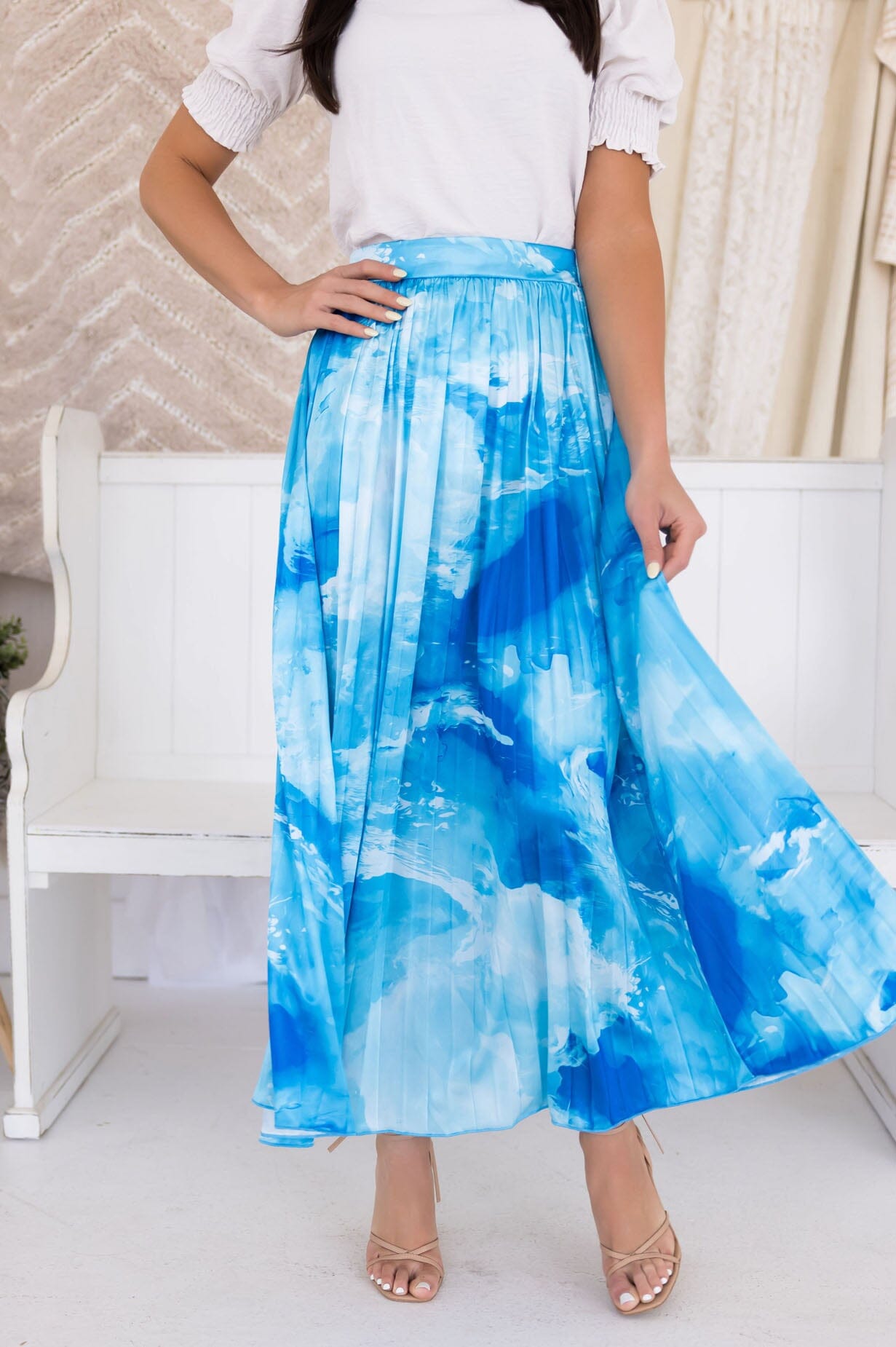 Ocean Waves Pleat Skirt Skirts vendor-unknown 