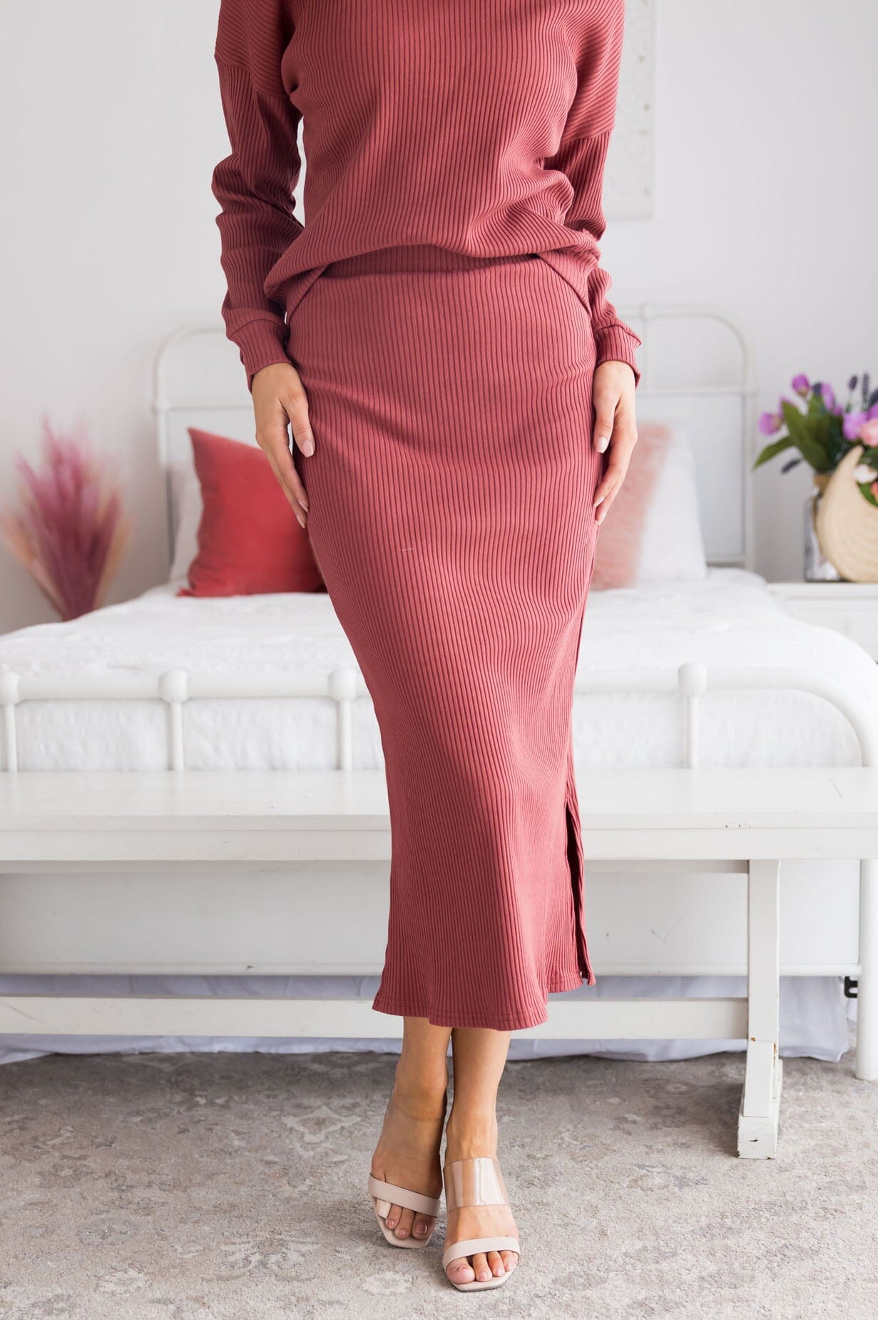 Classy And Cozy Modest Sweater Skirt Tops vendor-unknown 