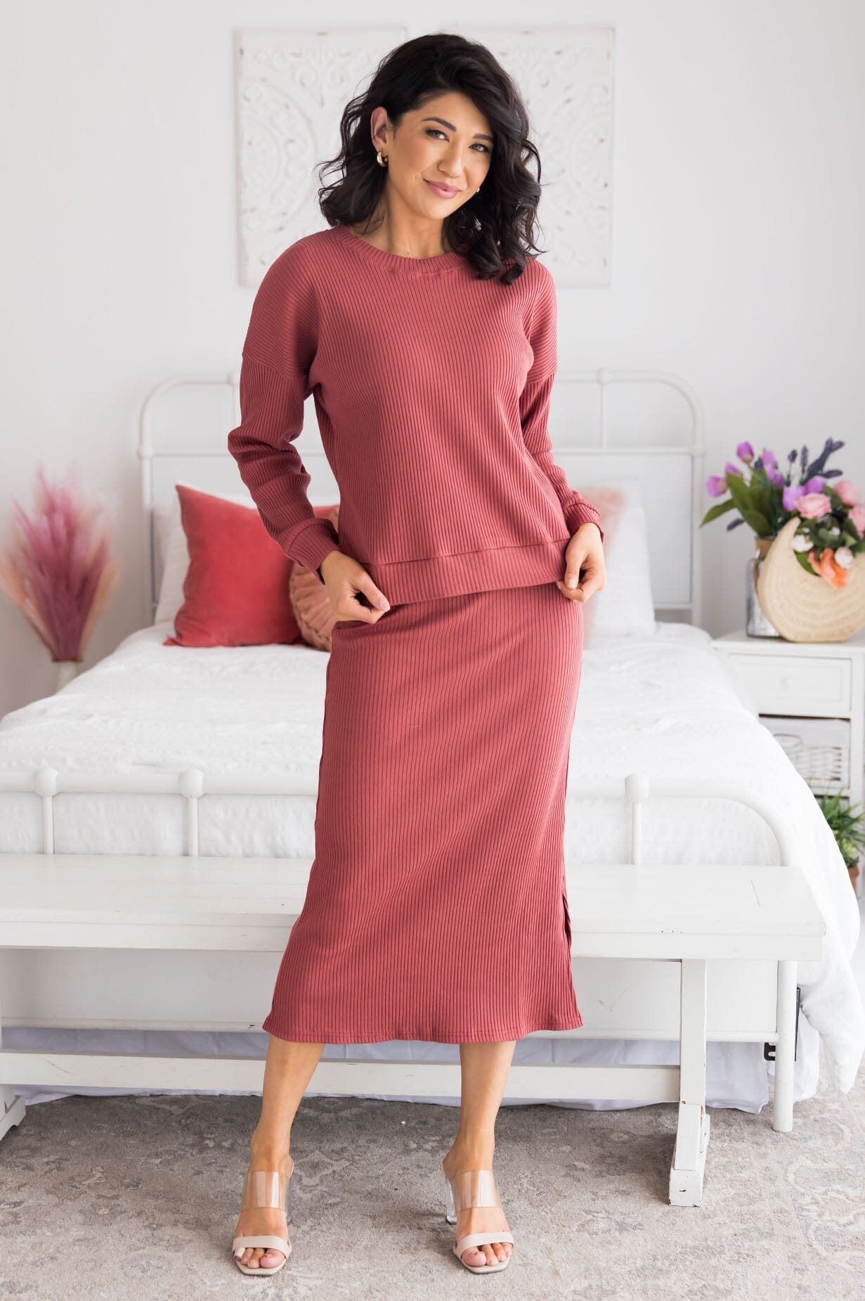 Classy And Cozy Modest Sweater Skirt Tops vendor-unknown 