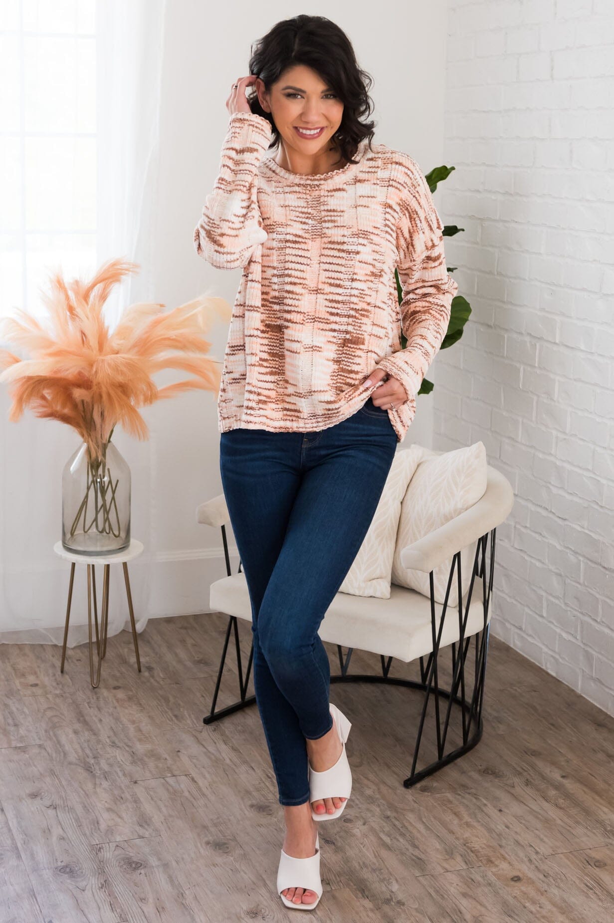 Creative And Cozy Modest Ribbed Sweater Tops vendor-unknown 