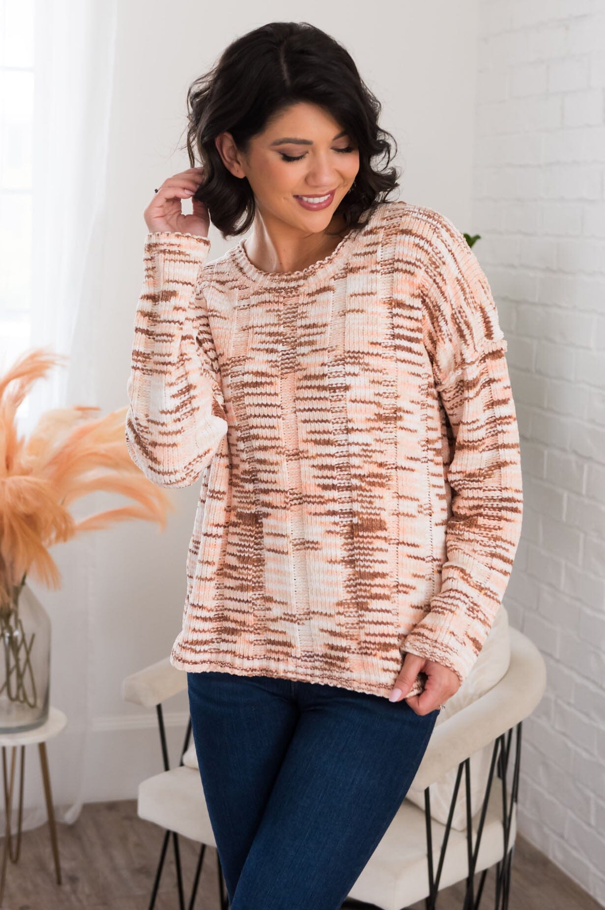 Creative And Cozy Modest Ribbed Sweater Tops vendor-unknown 