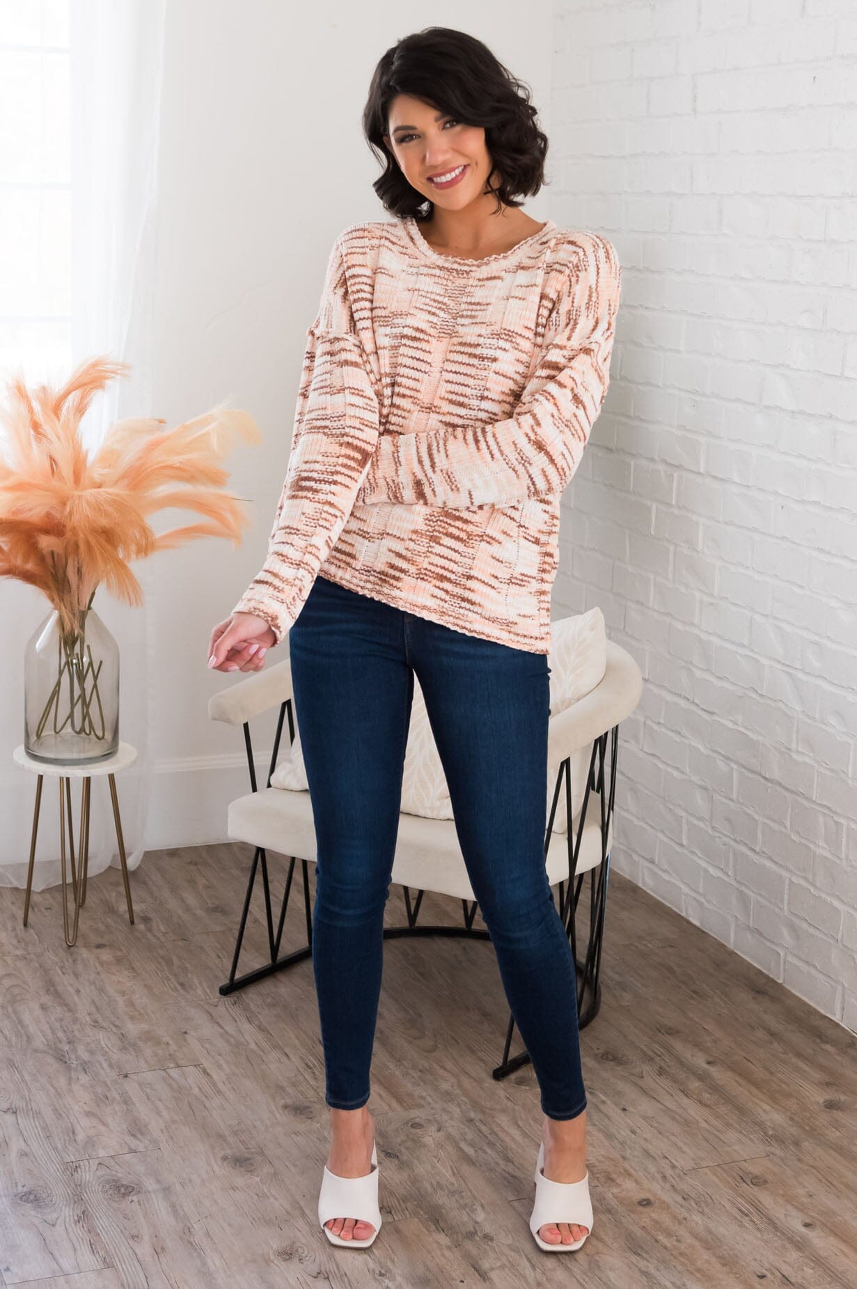 Creative And Cozy Modest Ribbed Sweater Tops vendor-unknown 