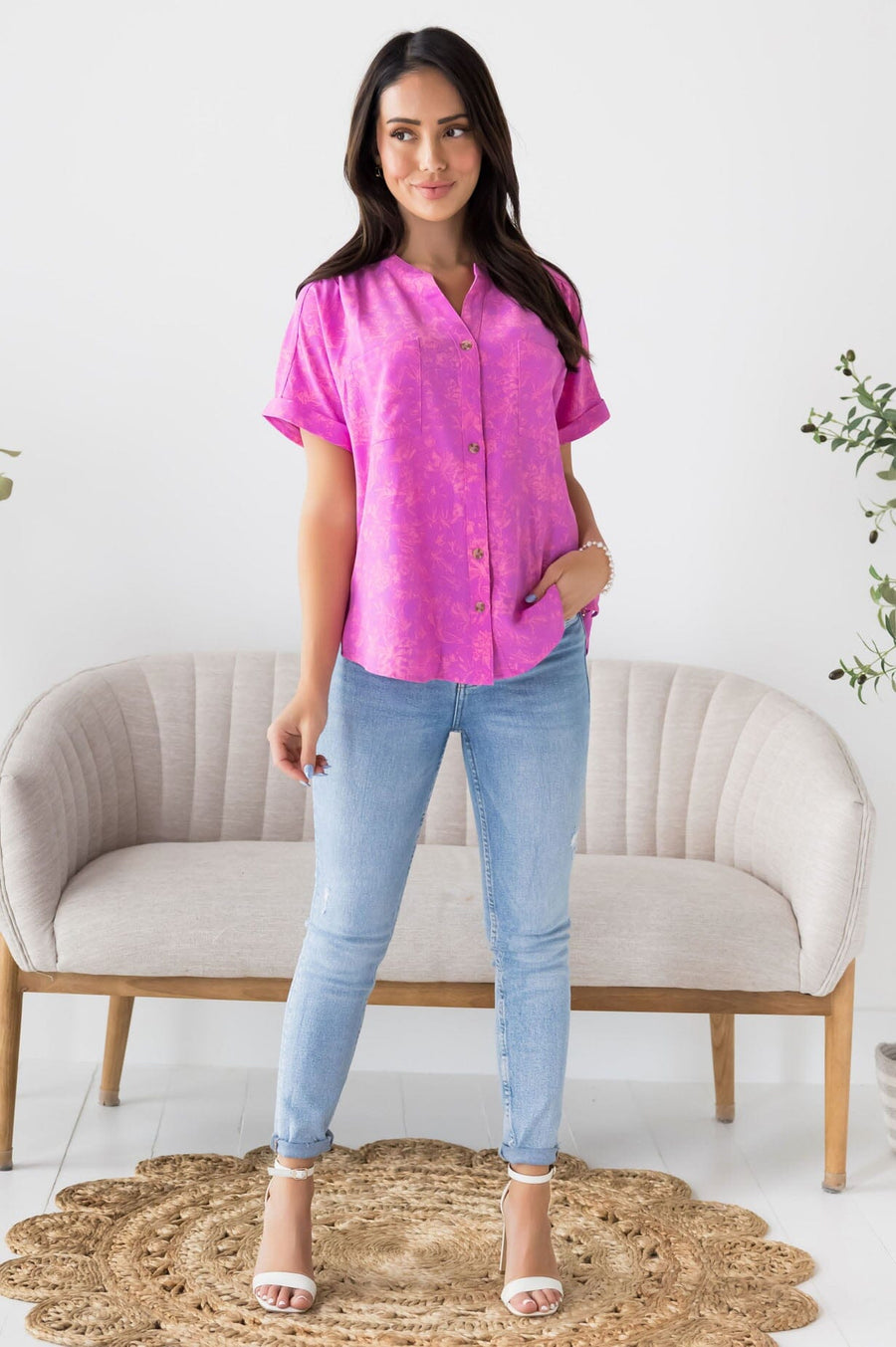 Isle Of Paradise Button Front Blouse