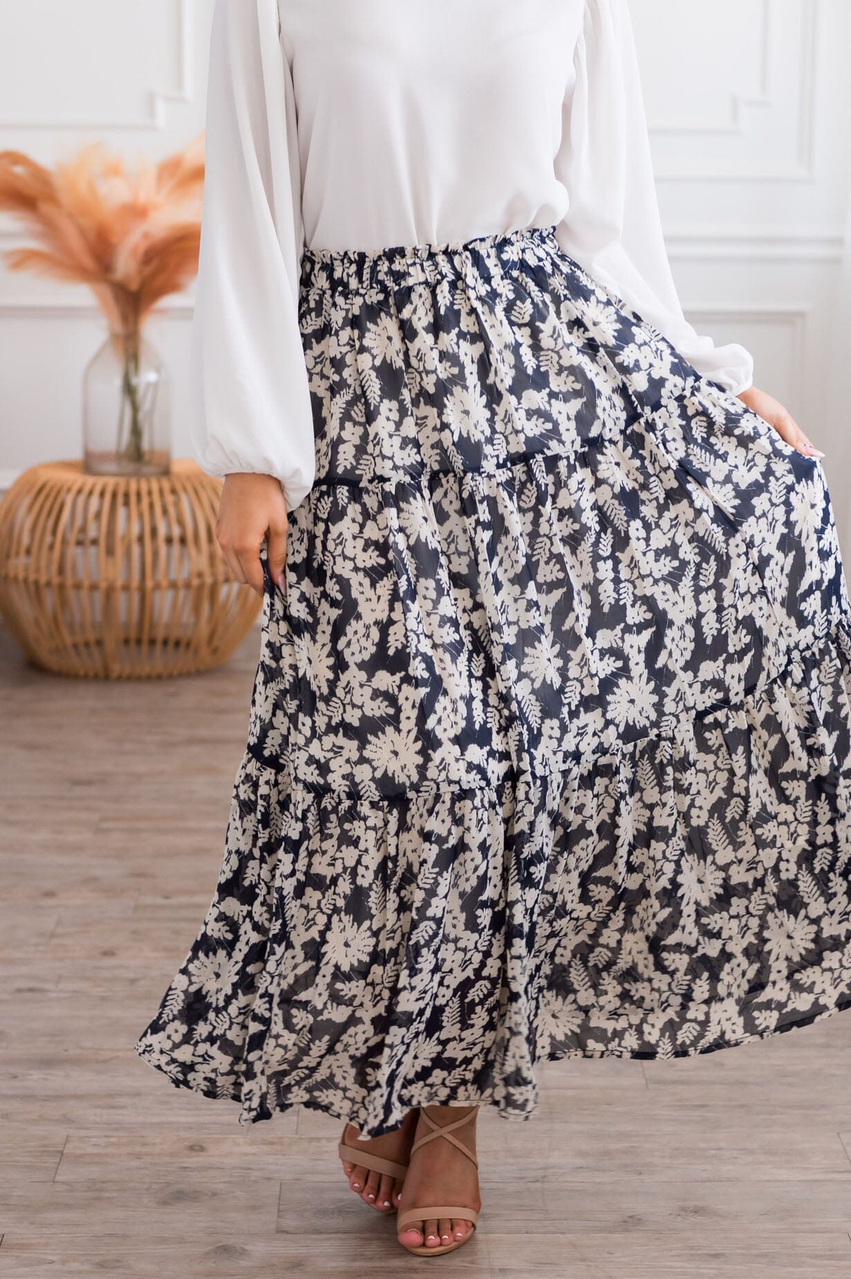 Excited To Twirl Modest Tiered Skirt Skirts vendor-unknown 