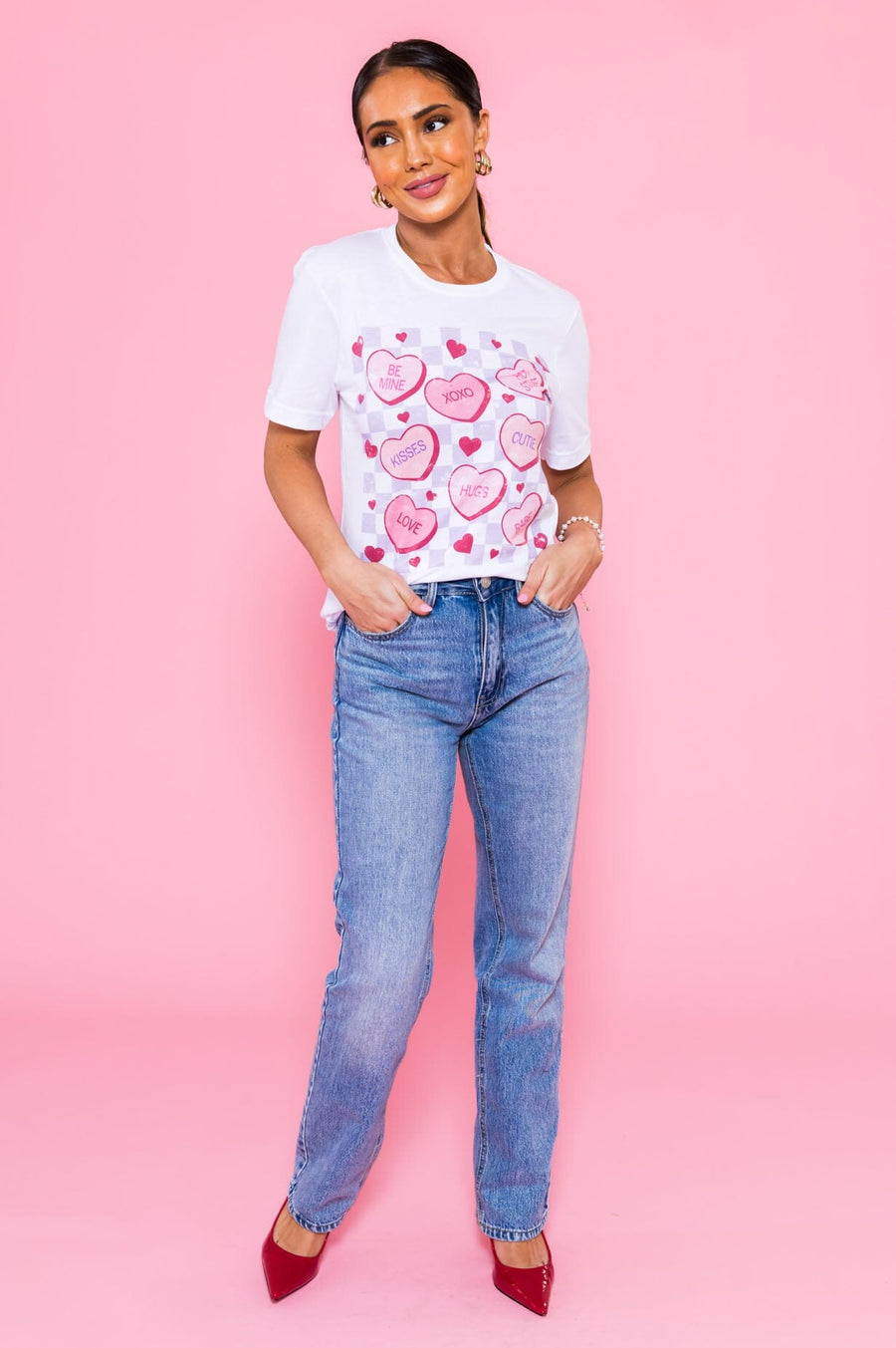 Candy Hearts Valentine's Tee Modest Dresses vendor-unknown 