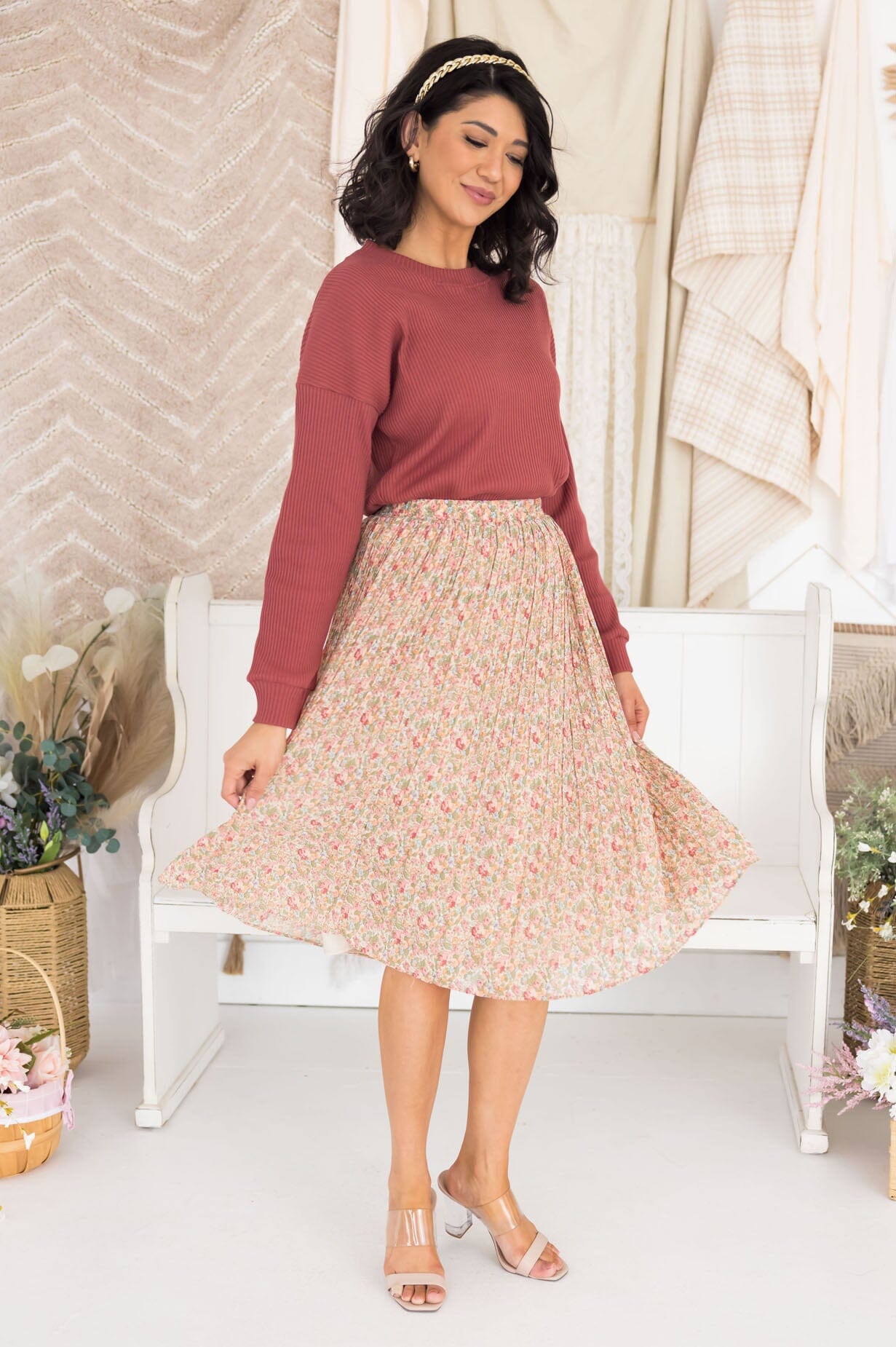 Always Blooming Modest Pleat Skirt Modest Dresses vendor-unknown 