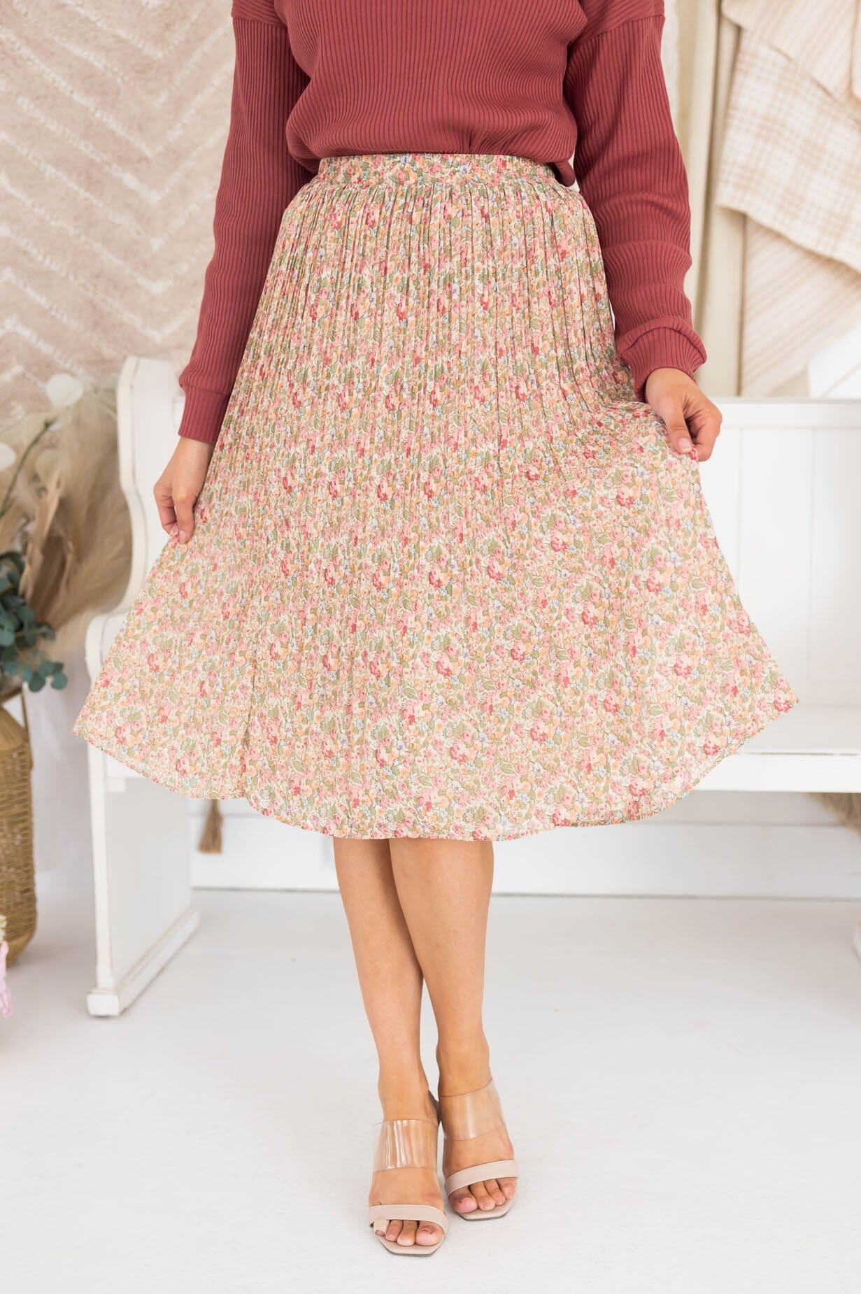 Always Blooming Modest Pleat Skirt Modest Dresses vendor-unknown 