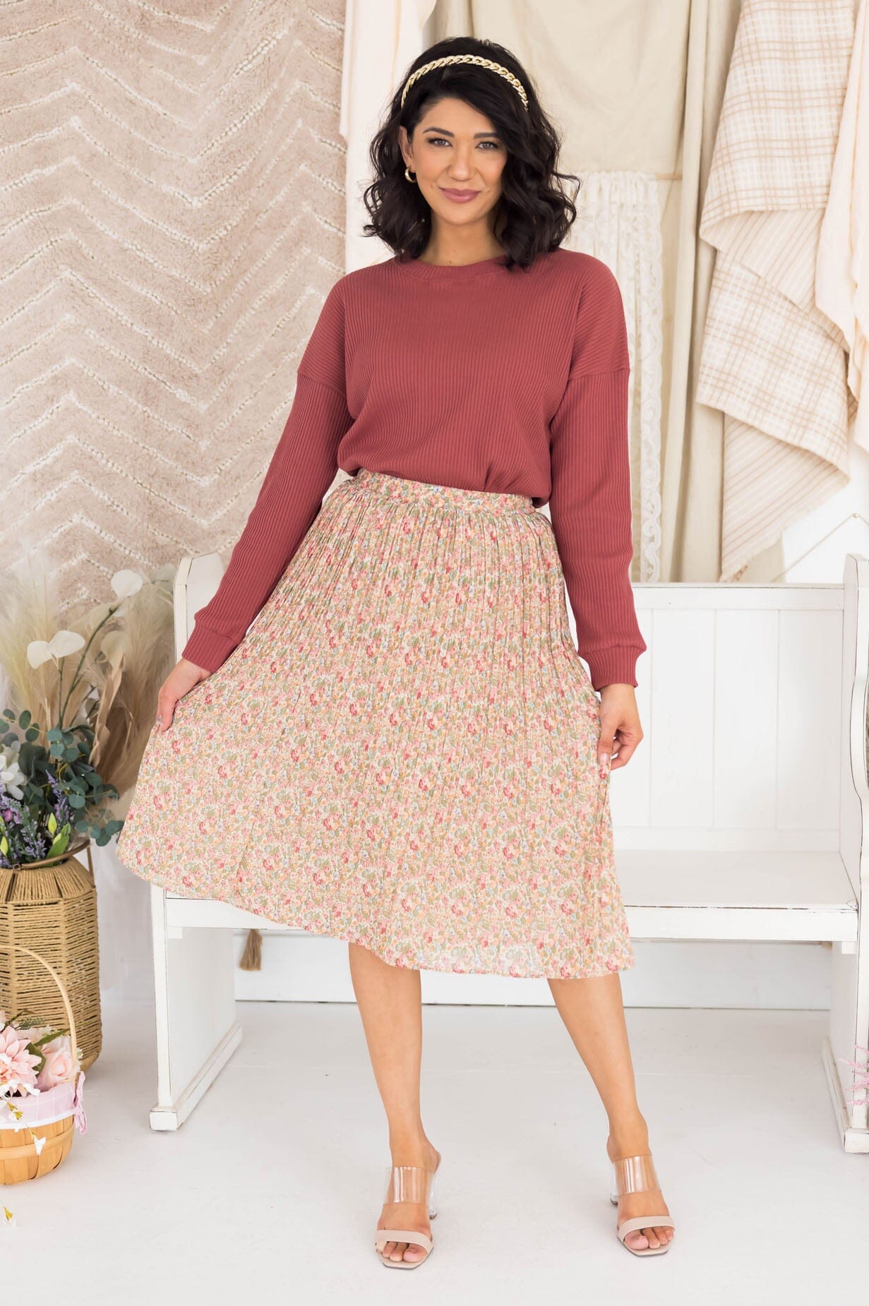 Always Blooming Modest Pleat Skirt Modest Dresses vendor-unknown 