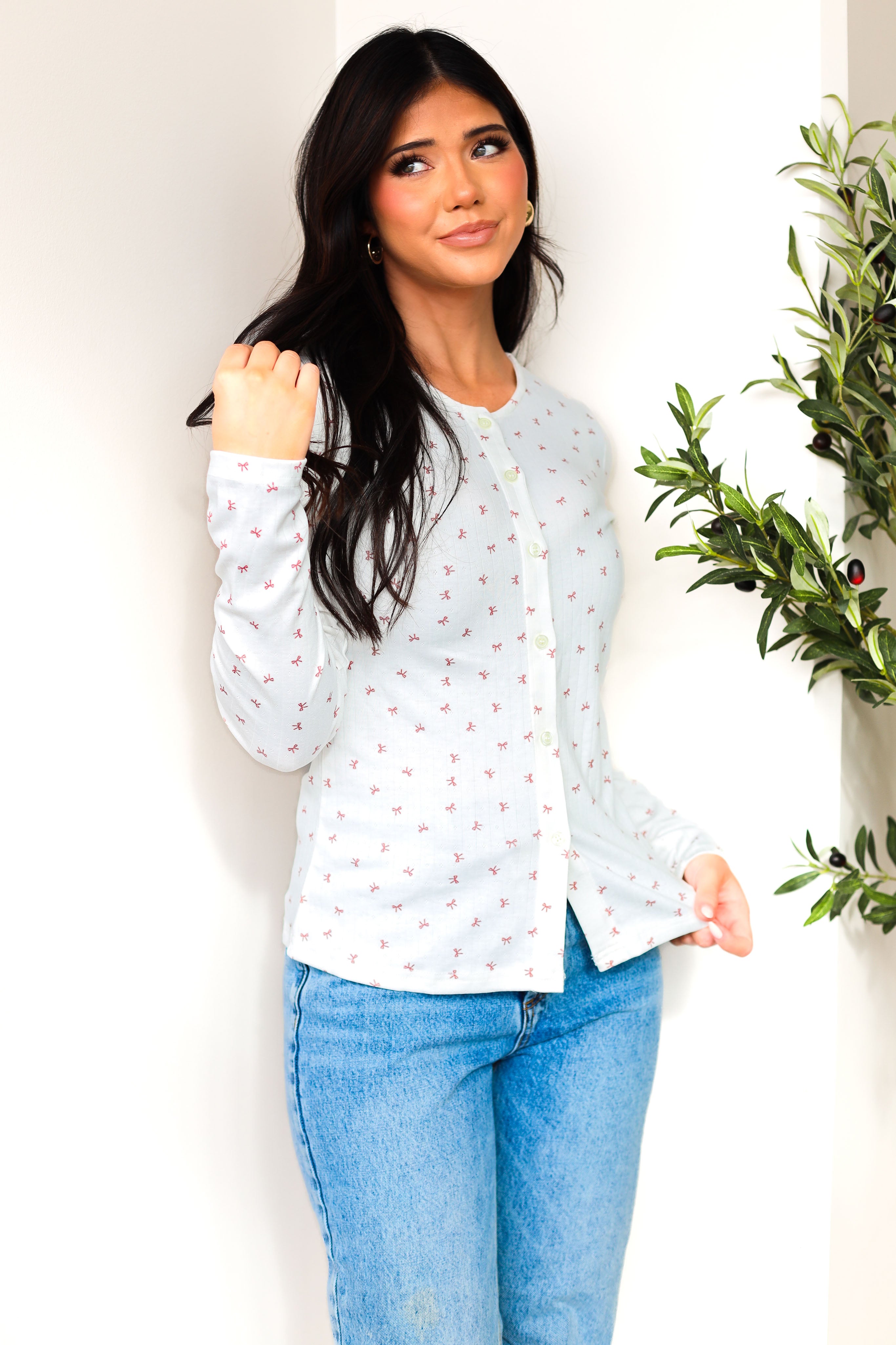Makes Me Happy Pointelle Button Cardigan
