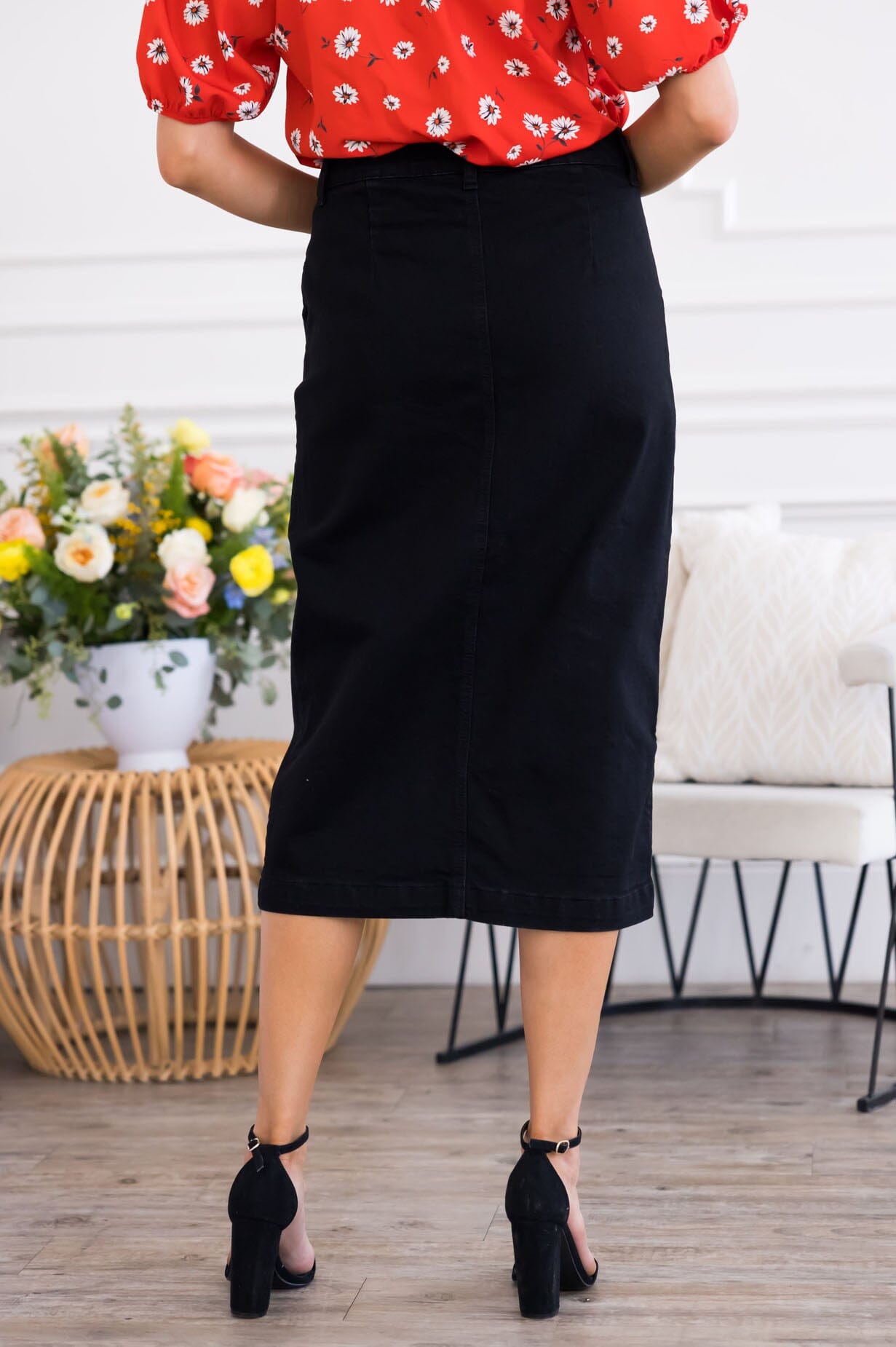 Don't Worry Be Happy Denim Skirt Skirts vendor-unknown 