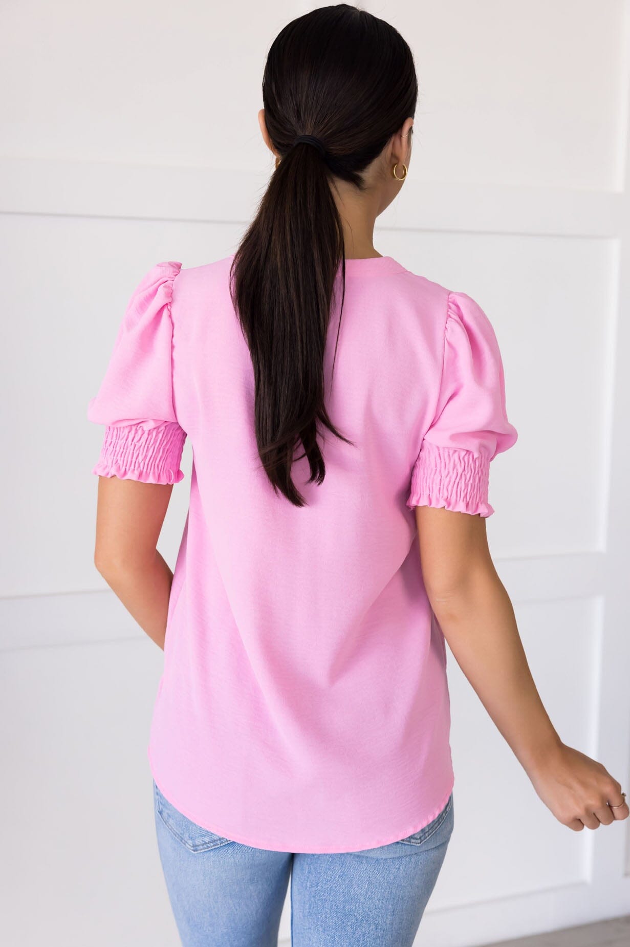 Pretty Pleats V-Neck Blouse NeeSee's Dresses 