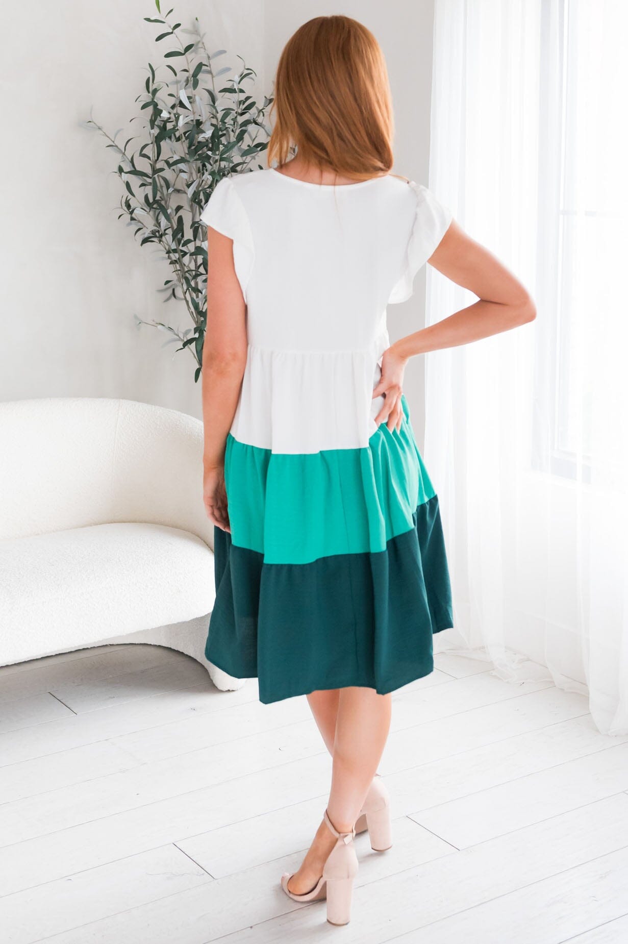 The Molly Ann Modest Colorblock Dress
