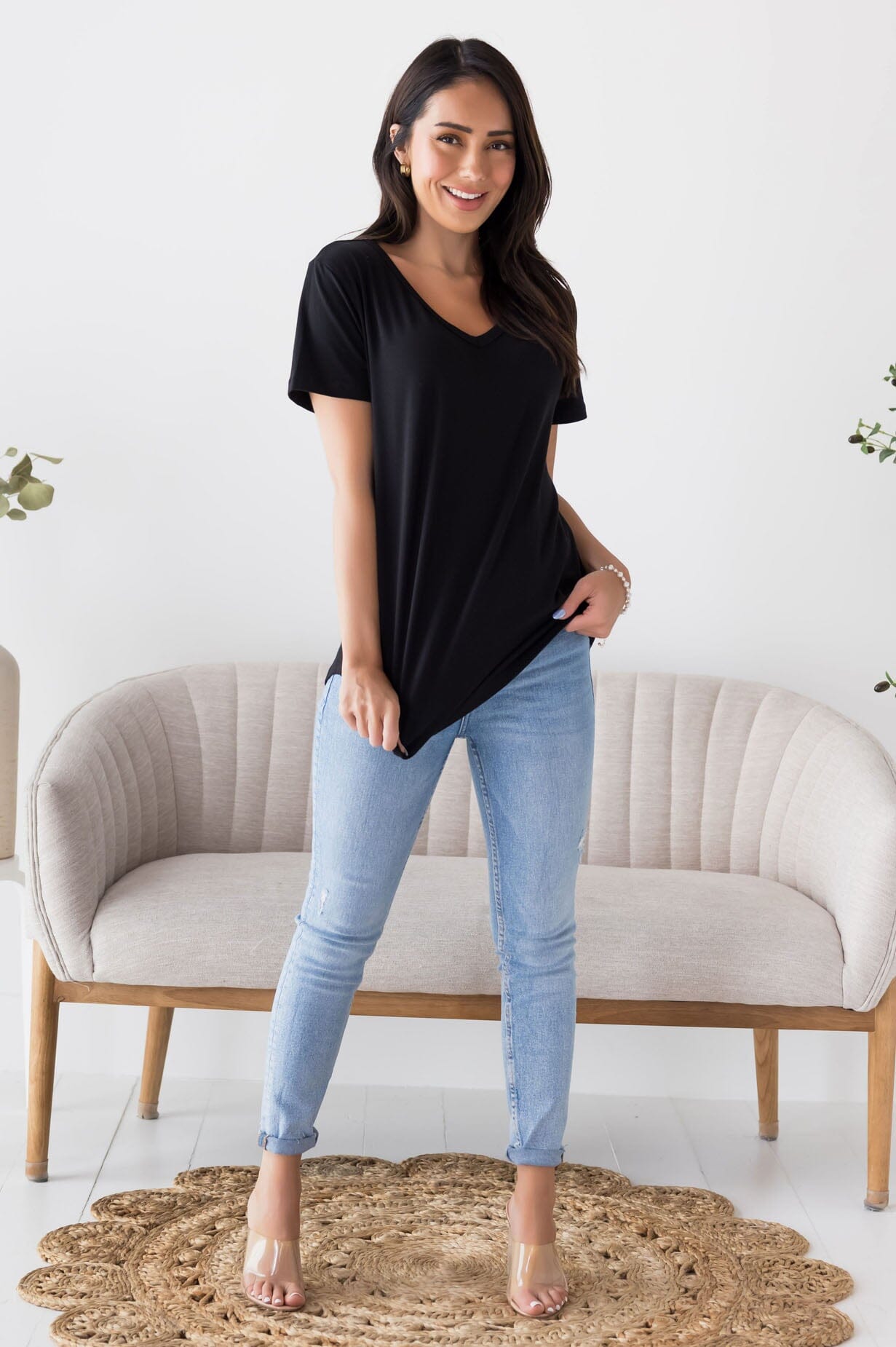 Not Just Basic V-Neck Tee NeeSee's Dresses 