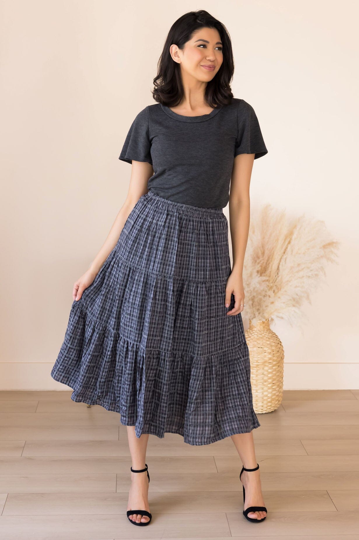 Secret Locket Tiered Skirt Modest Dresses vendor-unknown 