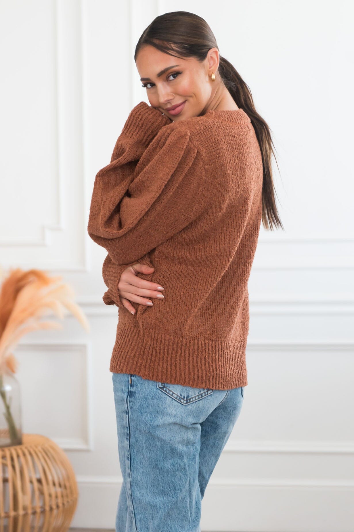 Perfectly Planned Modest Sweater Tops vendor-unknown 