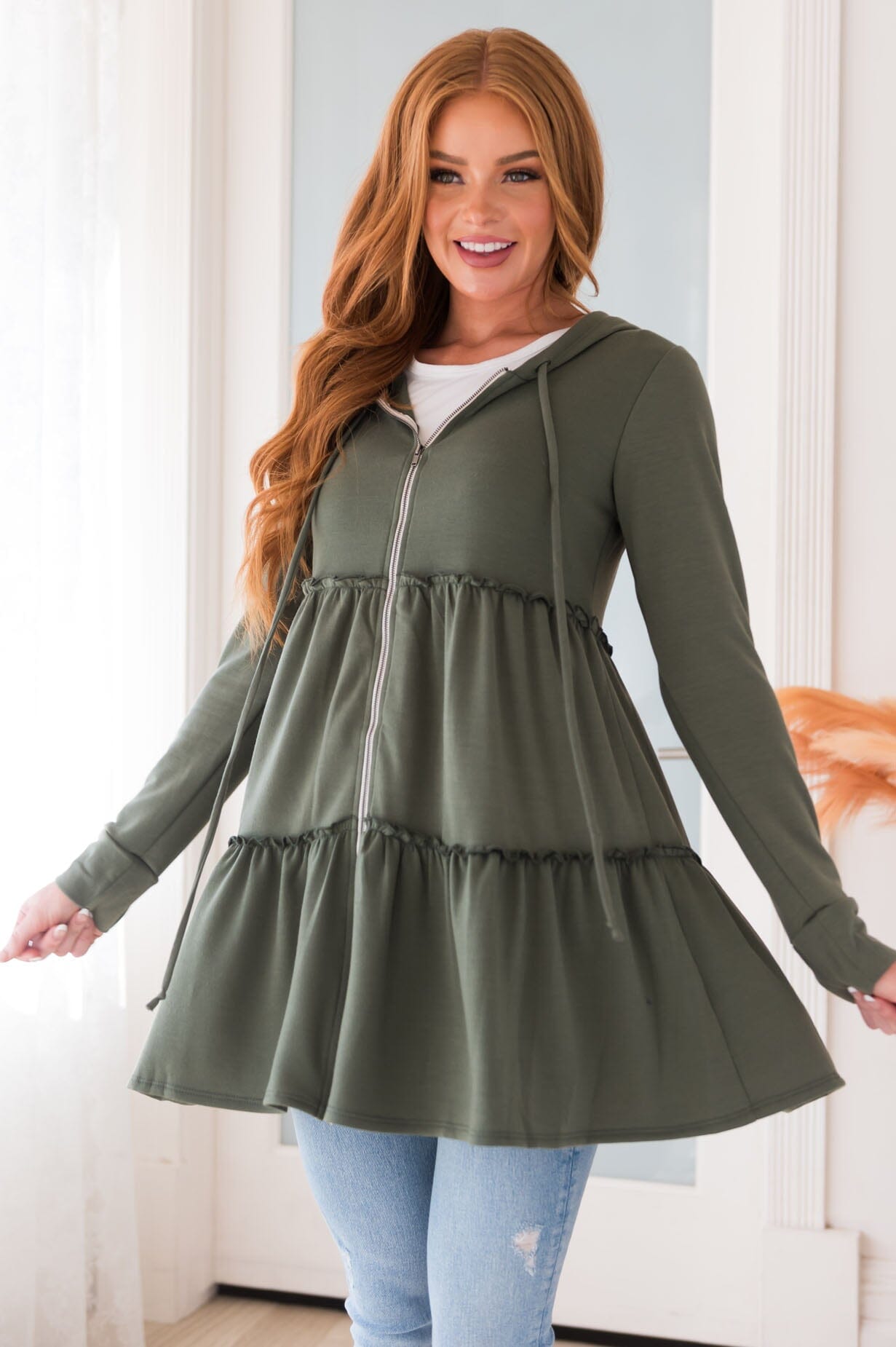 Free And Flowy Modest Zipper Hoodie Modest Dresses vendor-unknown 