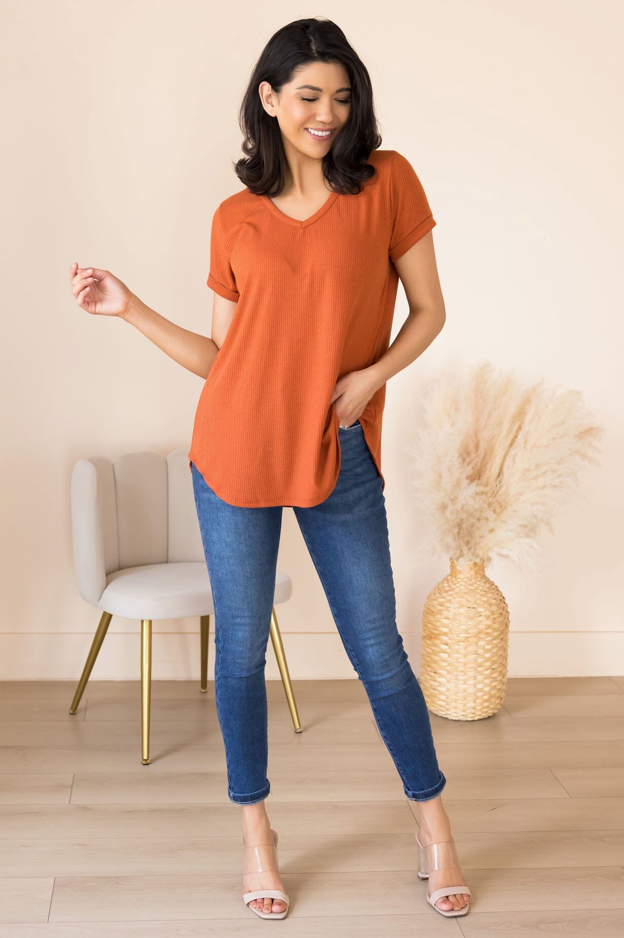 Classy Missy Fit Ribbed Tee Modest Dresses vendor-unknown 