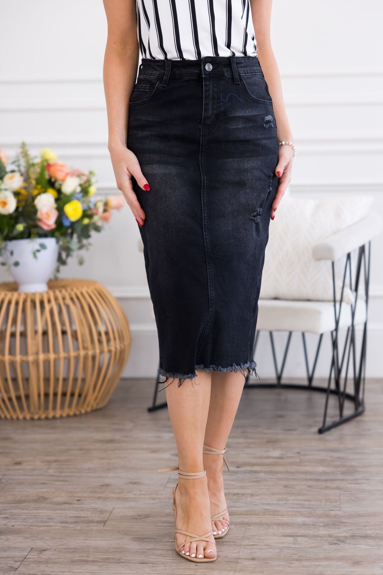 Don't Worry About A Thing Denim Skirt Skirts vendor-unknown 