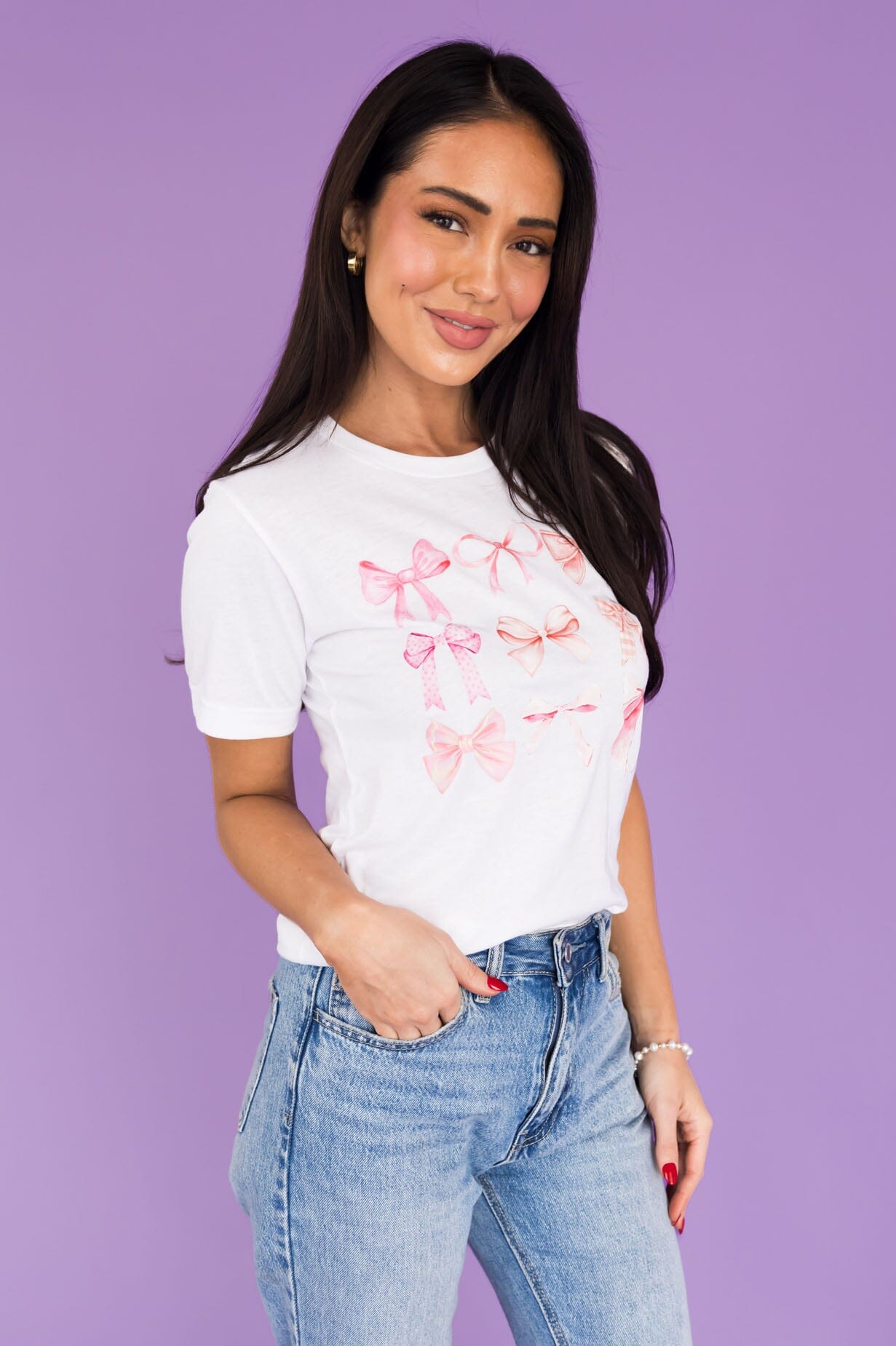 All Tied Up In A Pretty Bow Graphic Tee Modest Dresses vendor-unknown 