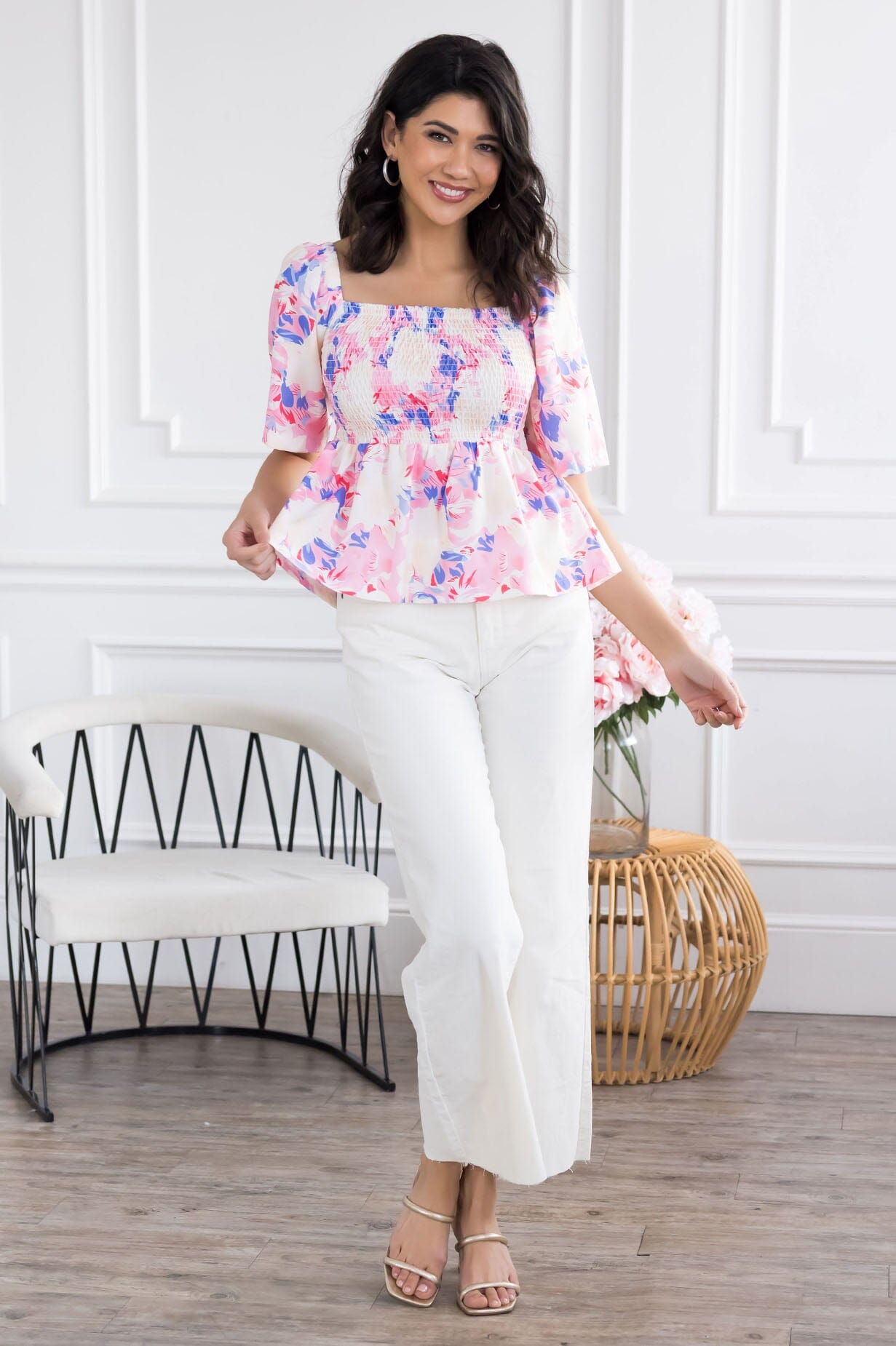 She's Elegant Peplum Blouse Modest Dresses vendor-unknown 