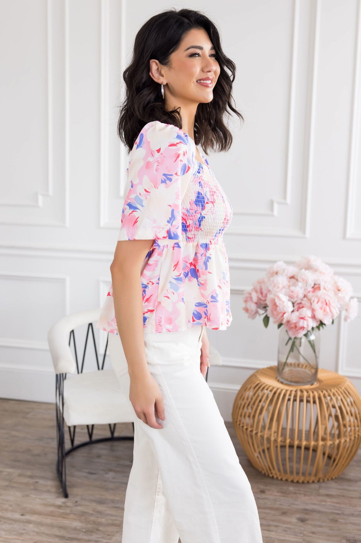 She's Elegant Peplum Blouse Modest Dresses vendor-unknown 