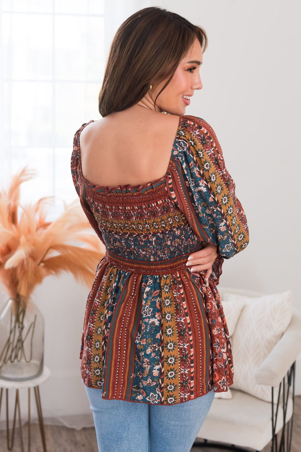 A Lot Of Love Modest Peplum Blouse Tops vendor-unknown 