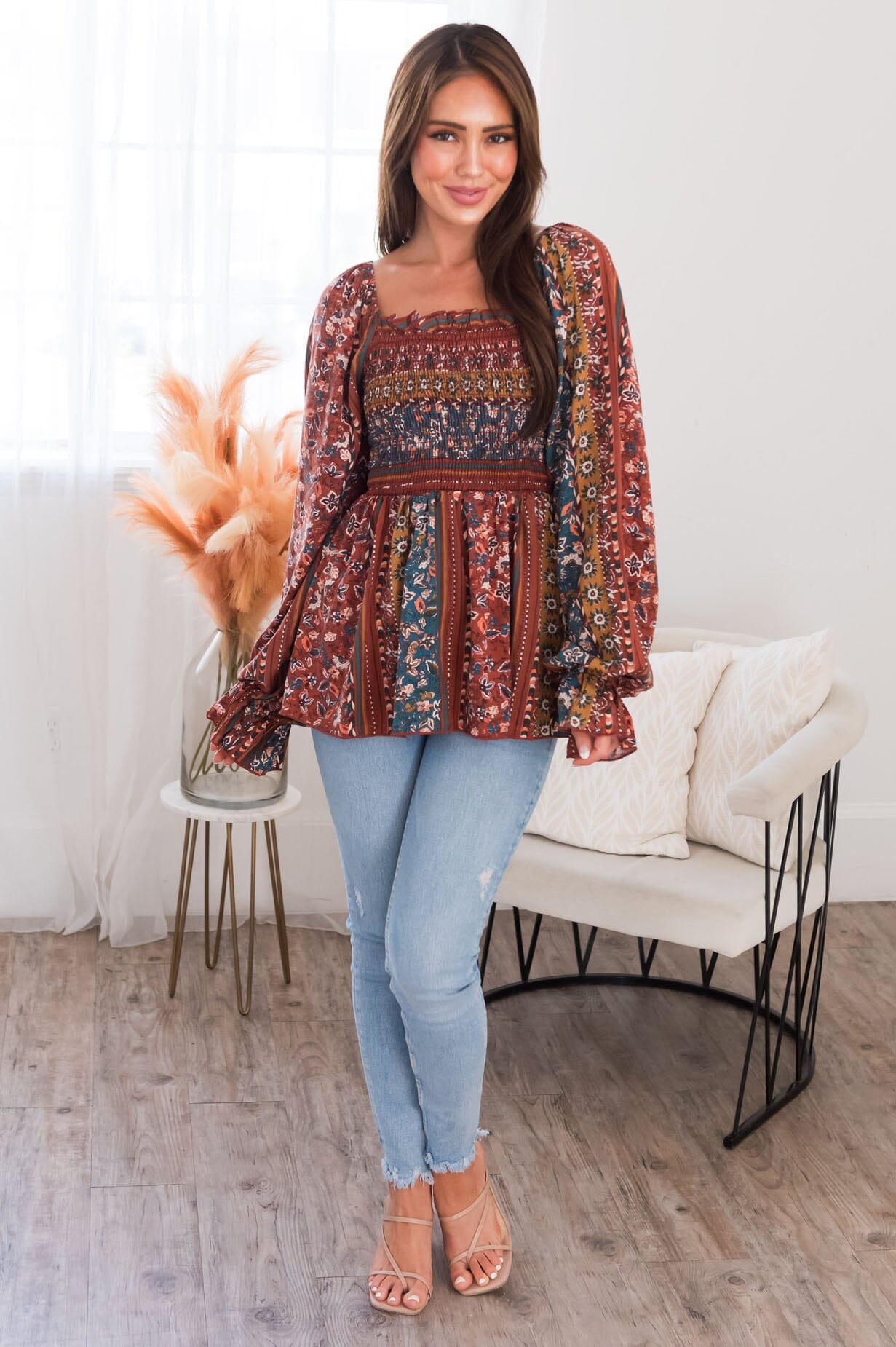 A Lot Of Love Modest Peplum Blouse Tops vendor-unknown 