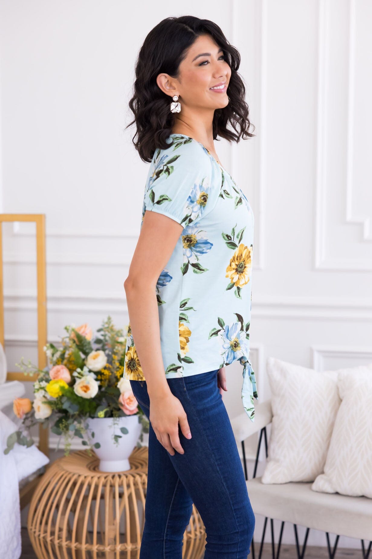 Sunflower Garden Tie Front Top Tops vendor-unknown 