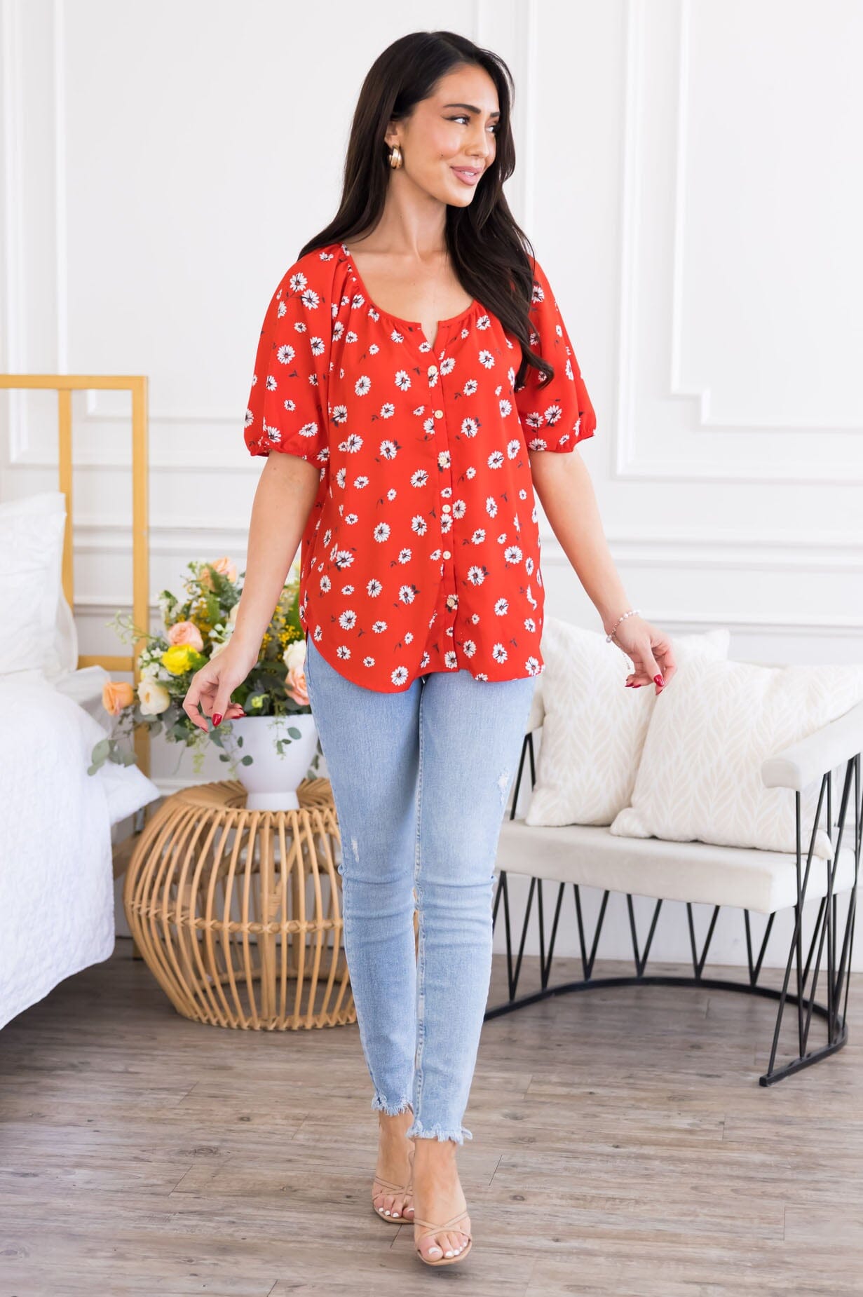 Heat Of The Moment Floral Top Tops vendor-unknown 