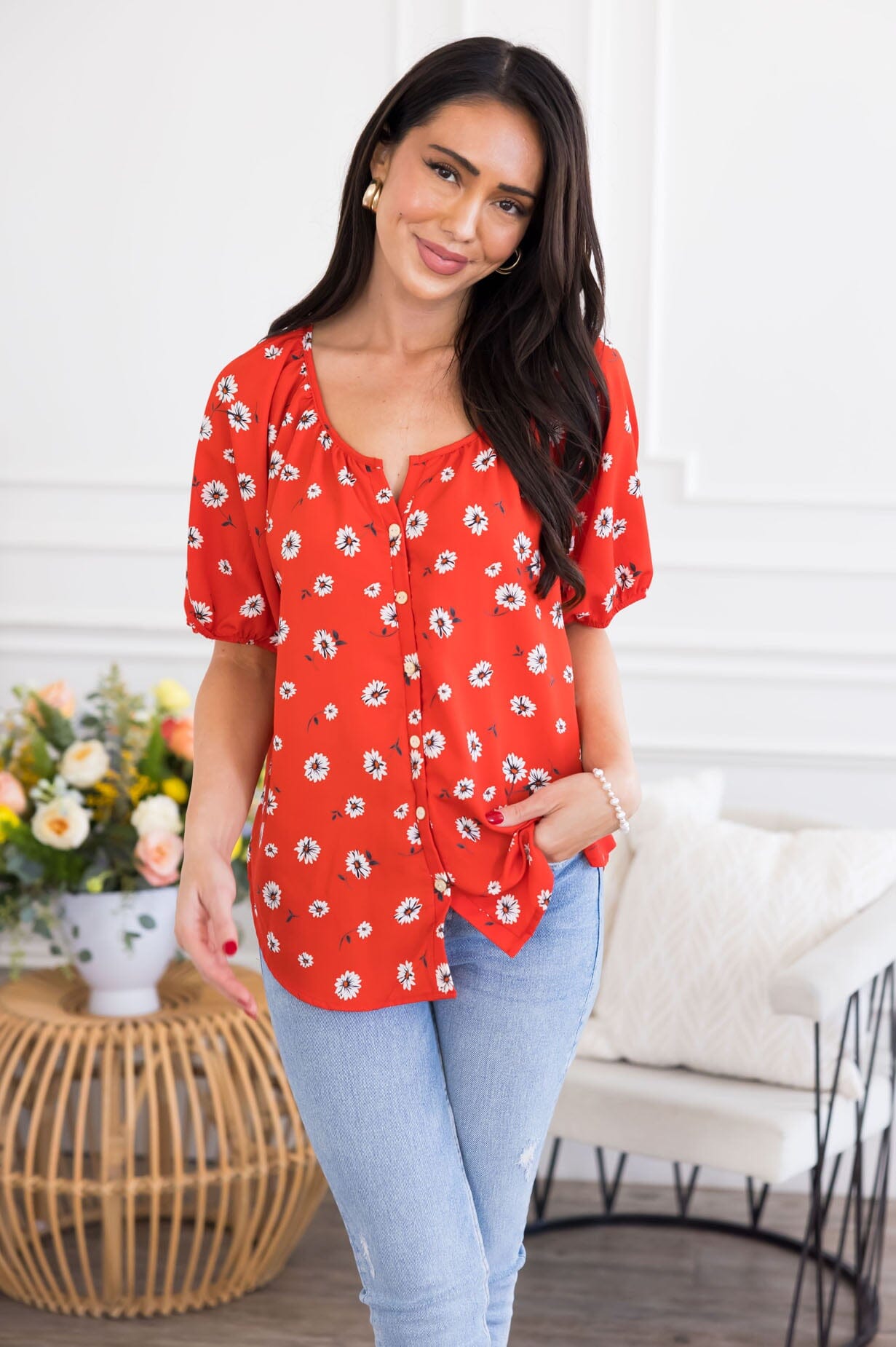 Heat Of The Moment Floral Top Tops vendor-unknown 