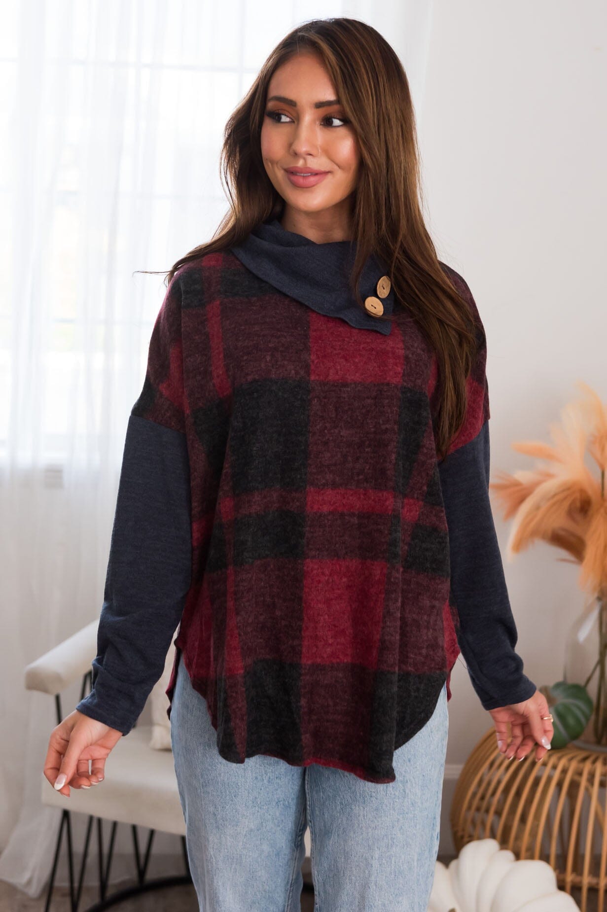 No Goodbyes Modest Cowl Neck Sweater Tops vendor-unknown 