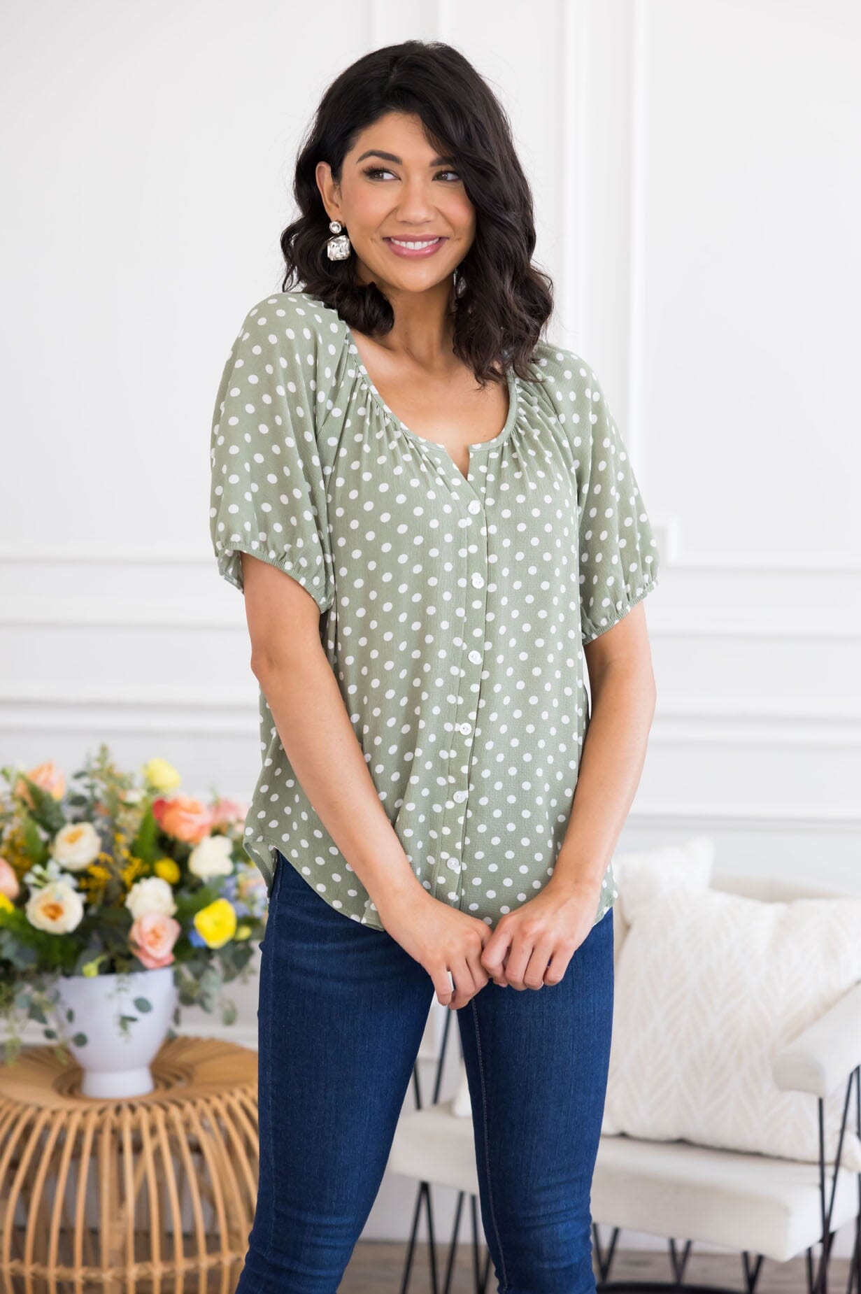 Focused On You Polka Dot Top Tops vendor-unknown 