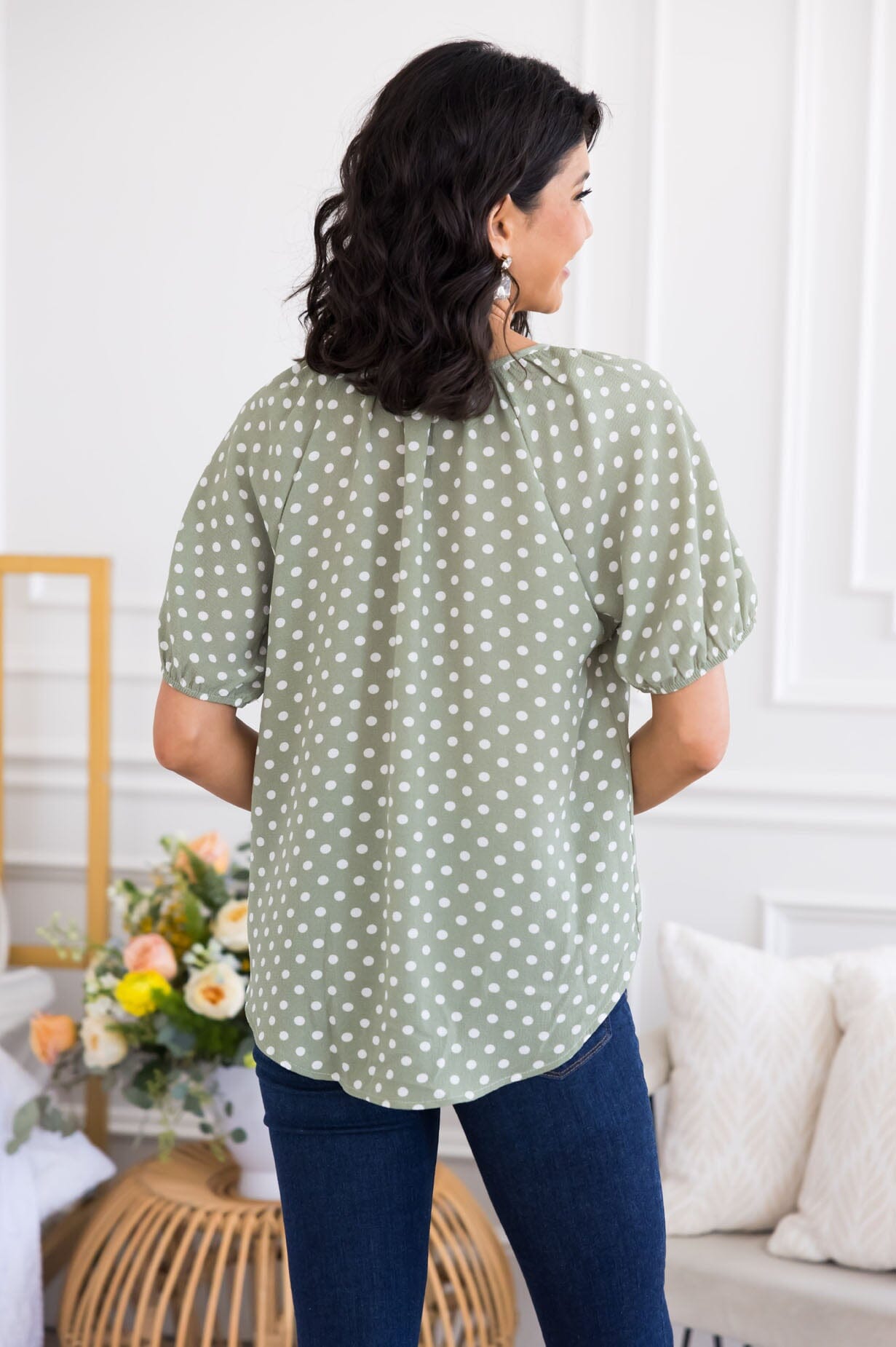 Focused On You Polka Dot Top Tops vendor-unknown 