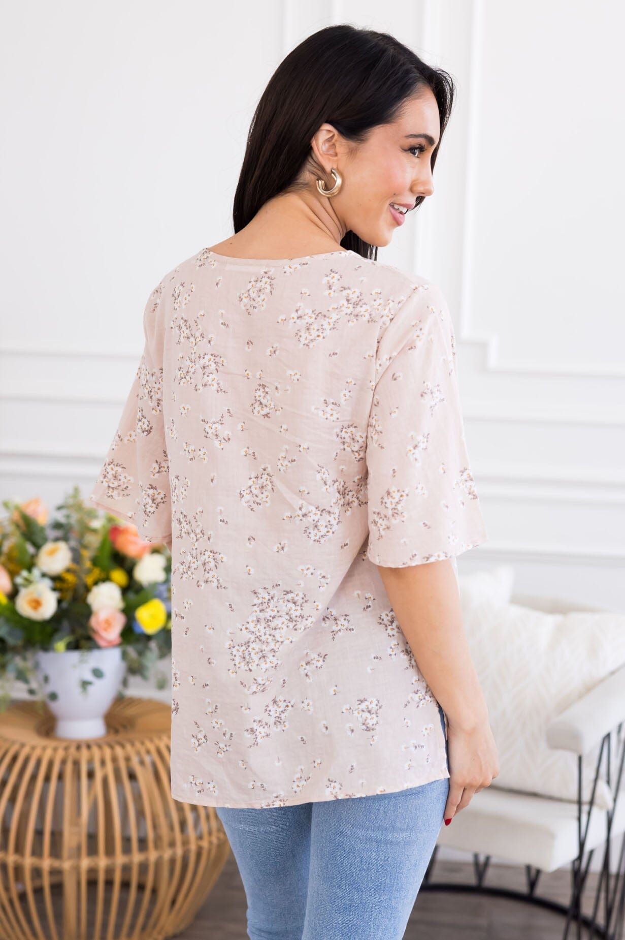 Photo Ready Tie Front Top Tops vendor-unknown 