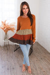 Full Of Excitement Modest Color Block Top Tops vendor-unknown