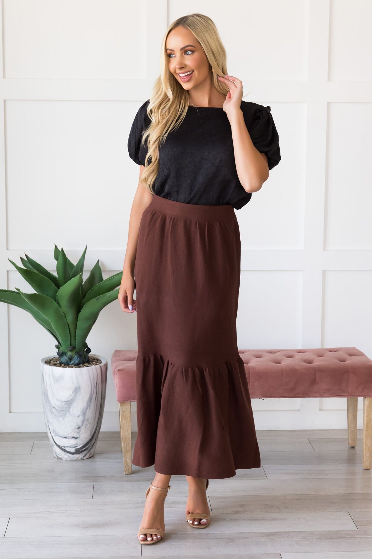 Promised High Waist Maxi Skirt Modest Dresses vendor-unknown 