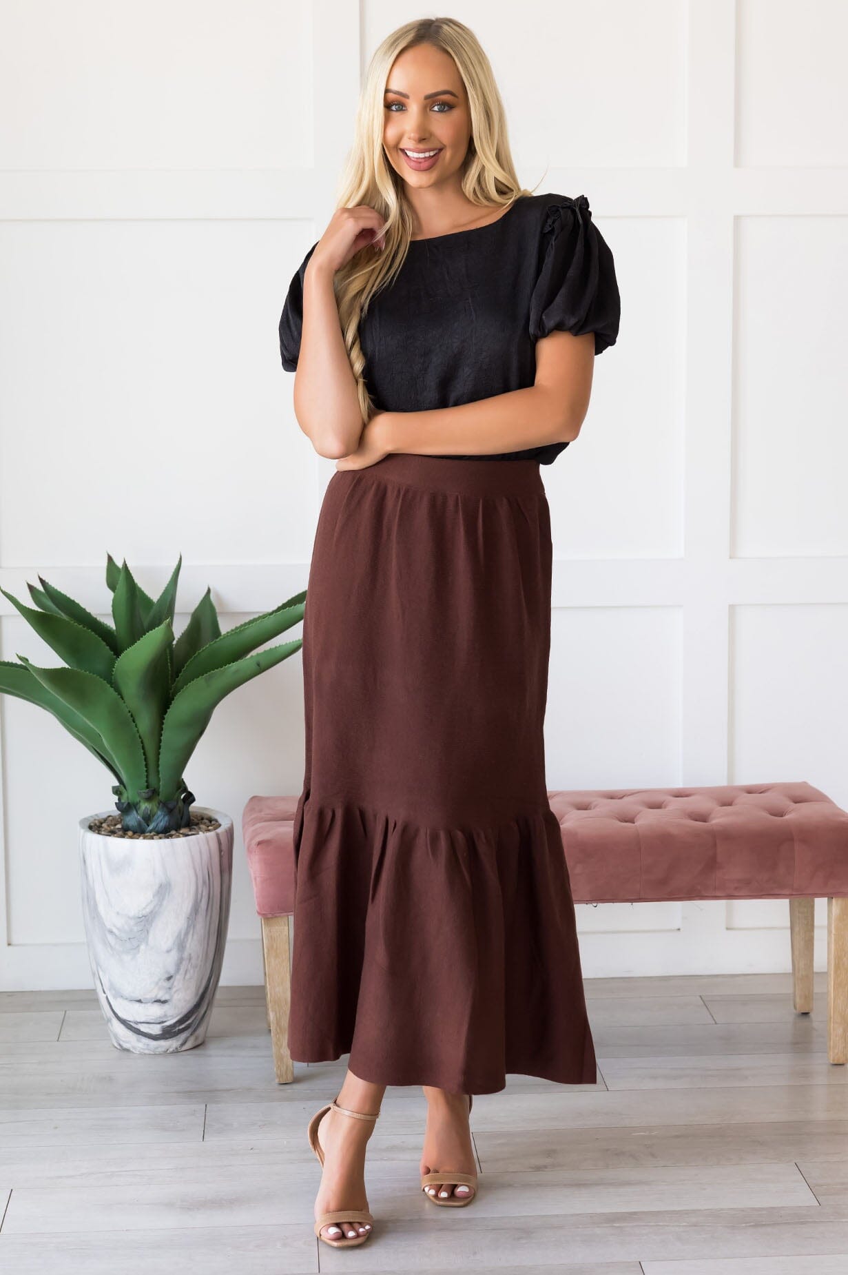 Promised High Waist Maxi Skirt Modest Dresses vendor-unknown 