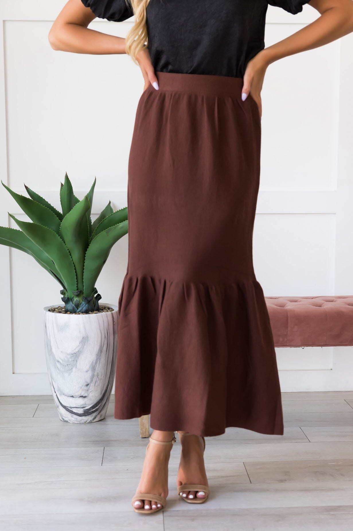 Promised High Waist Maxi Skirt Modest Dresses vendor-unknown 