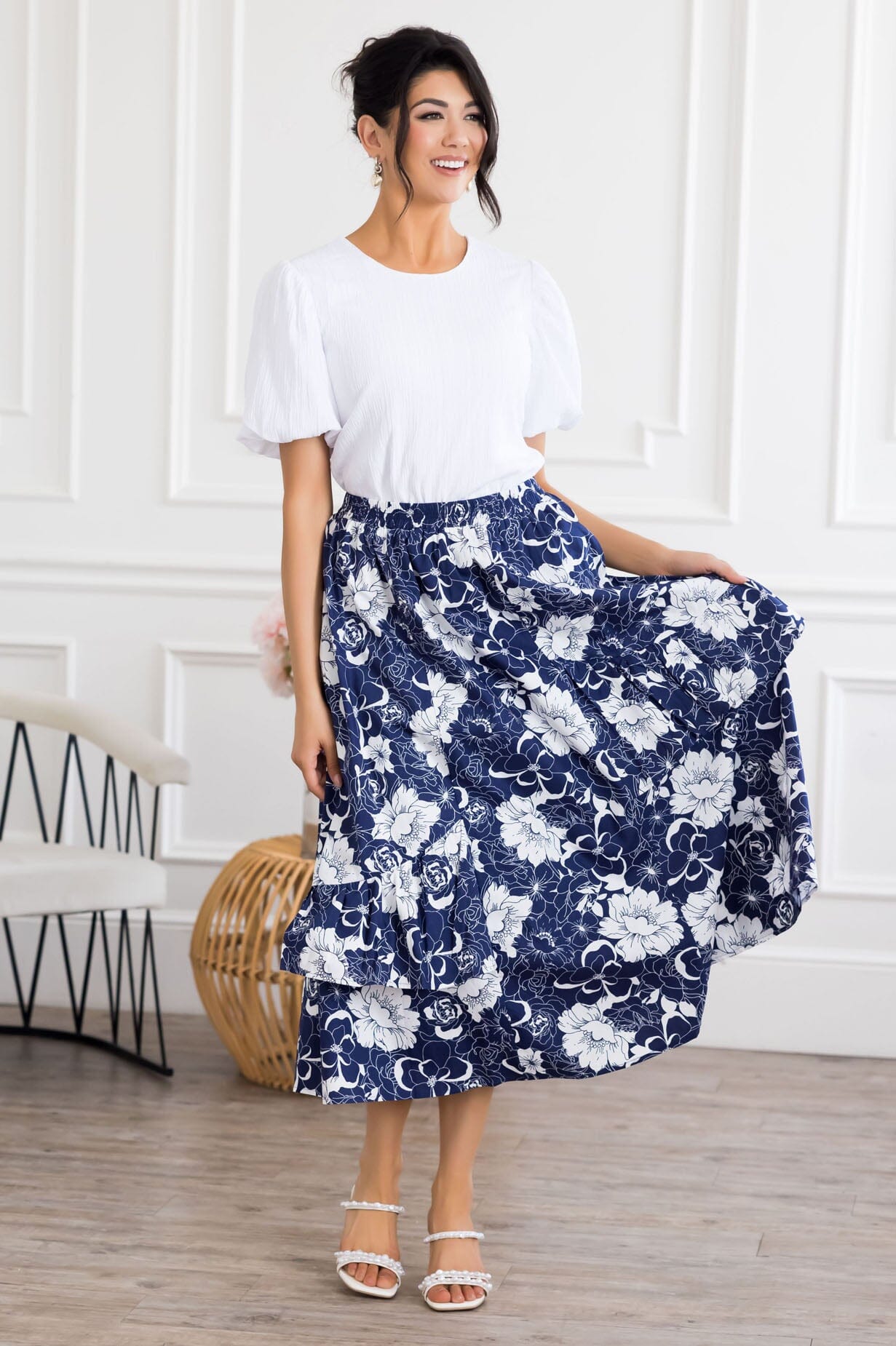 Flower Fields Maxi Skirt Modest Dresses vendor-unknown 