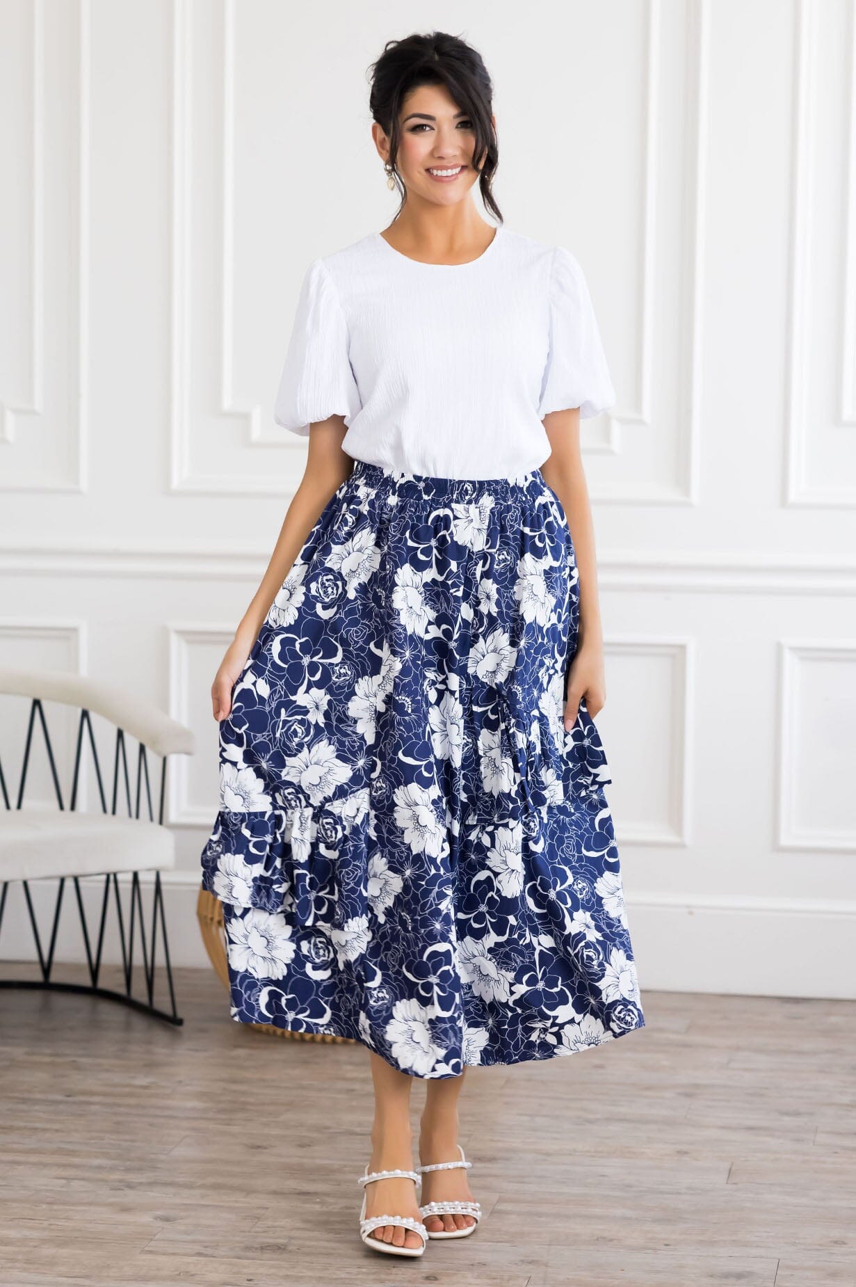 Flower Fields Maxi Skirt Modest Dresses vendor-unknown 