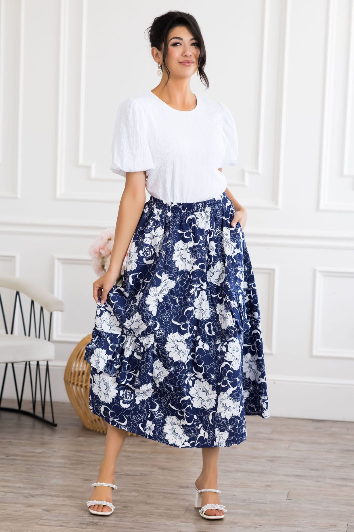 Flower Fields Maxi Skirt Modest Dresses vendor-unknown 
