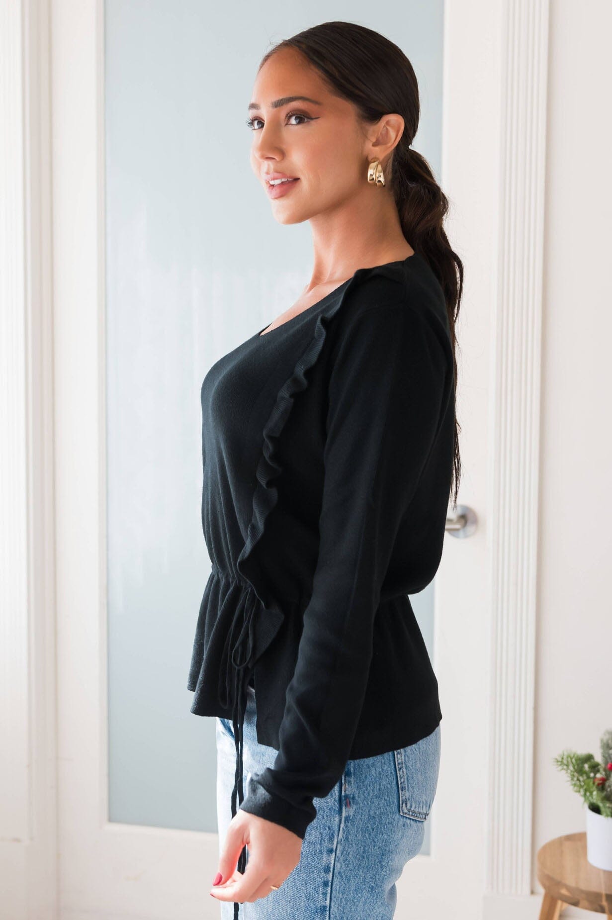 Beauty In Laughter Modest Ruffle Sweater Modest Dresses vendor-unknown 