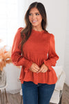 By Chance Modest Peplum Blouse Tops vendor-unknown