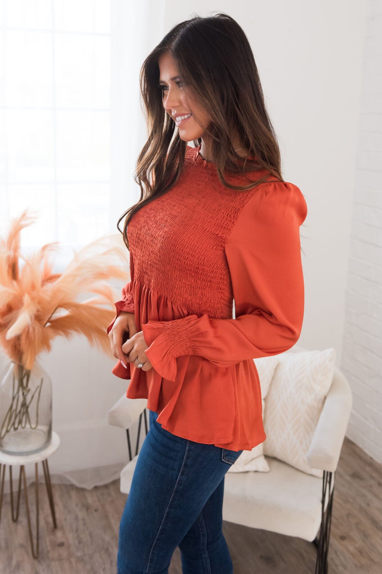 By Chance Modest Peplum Blouse Tops vendor-unknown 