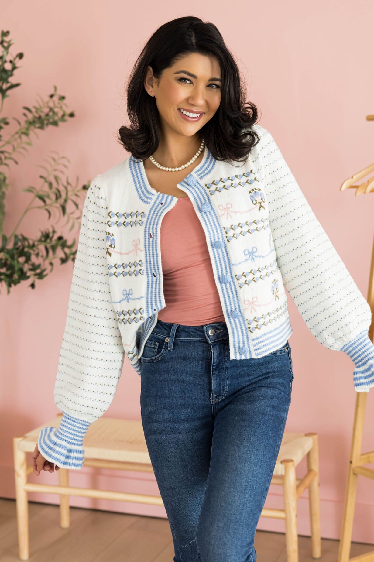 Bow Season Sweater Cardigan Modest Dresses vendor-unknown 