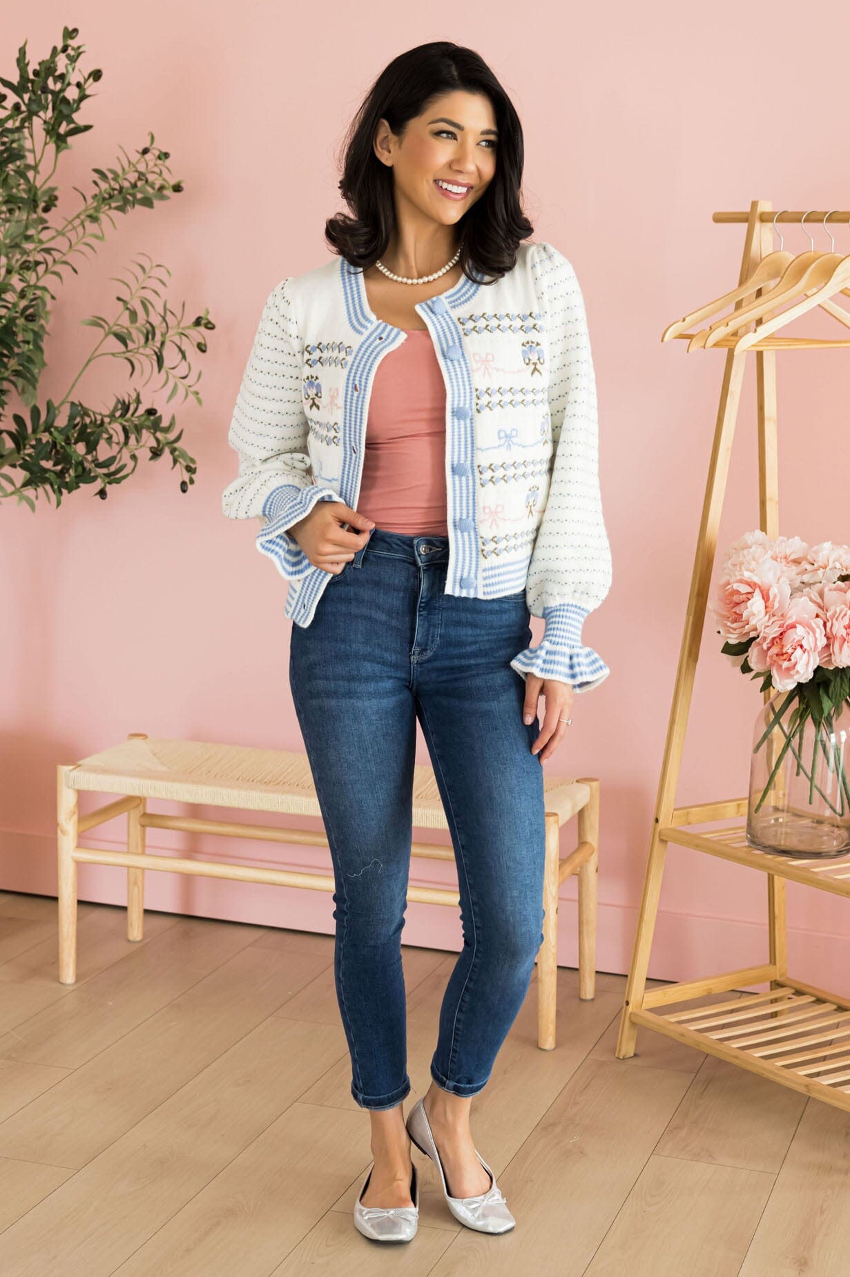 Bow Season Sweater Cardigan Modest Dresses vendor-unknown 