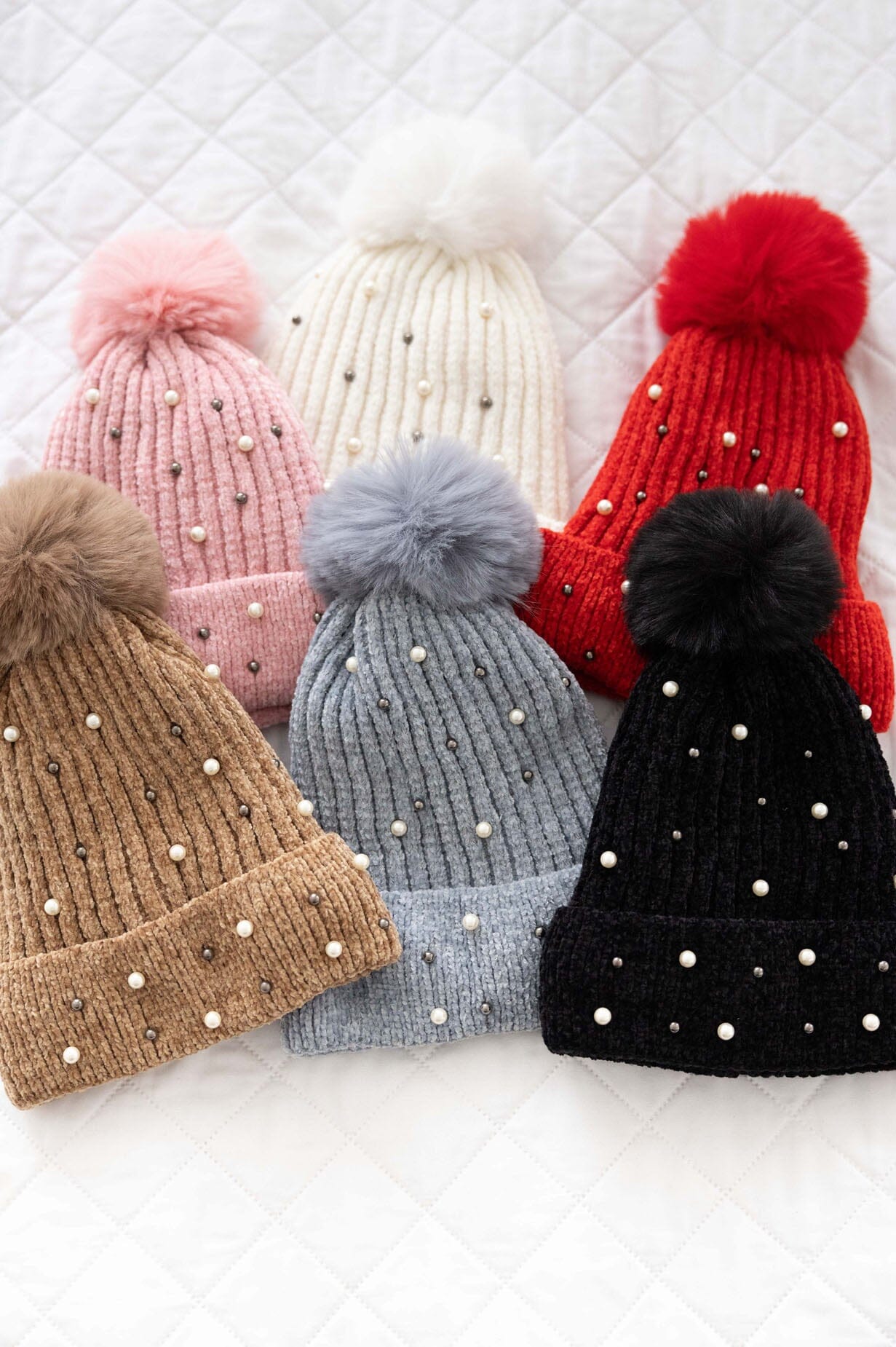 As Precious As Pearls Pom Pom Beanie Accessories & Shoes Leto Accessories 